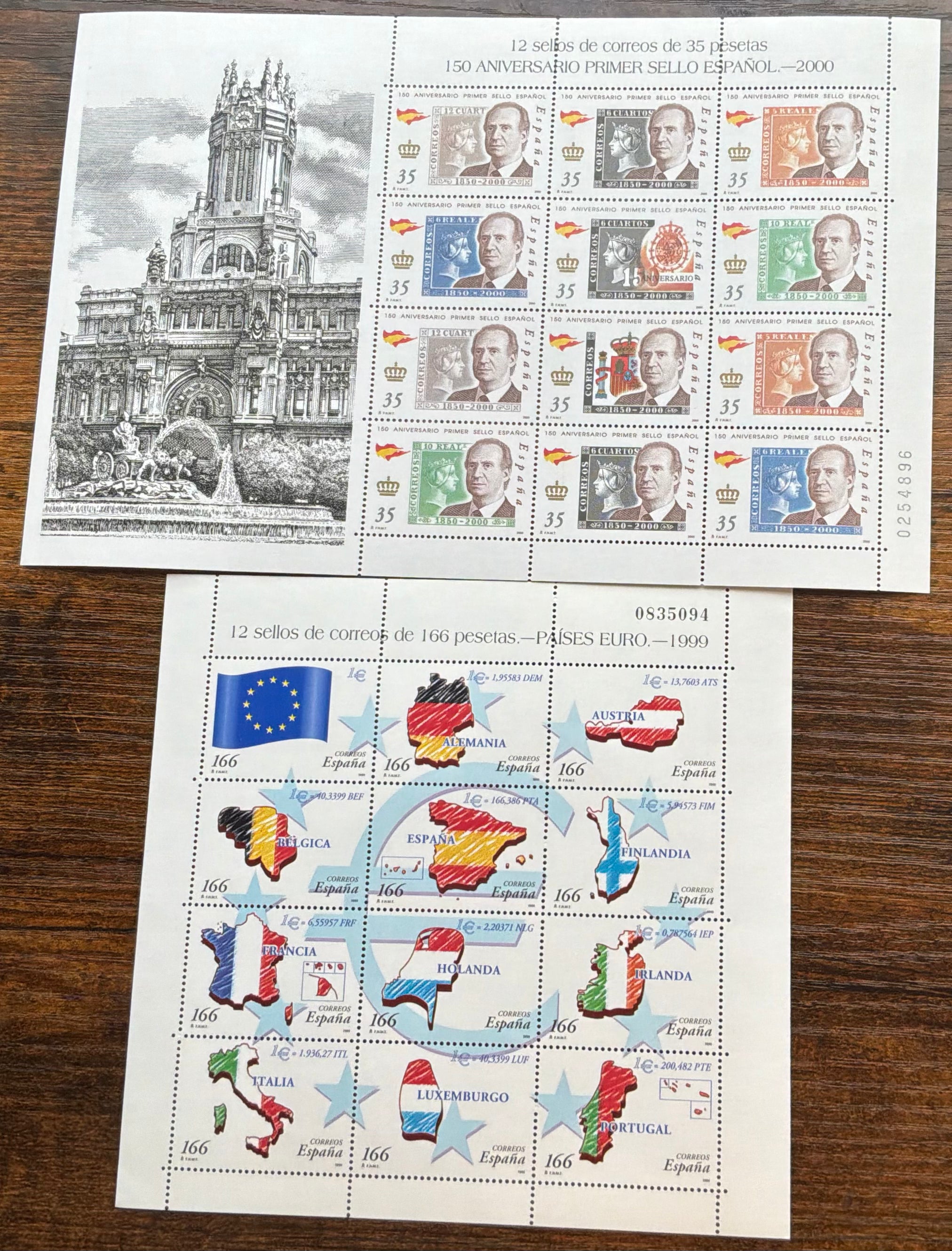 150th Anniversary Sheet (Top) + Euro Countries Sheet (Bottom) (LOT E2520)