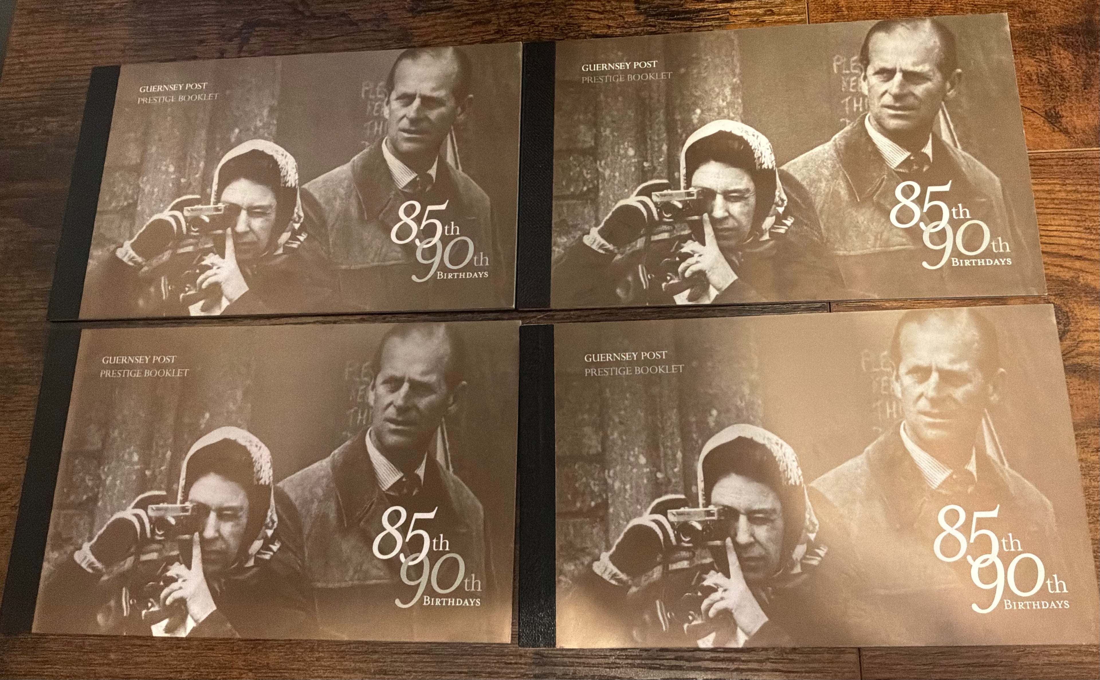 Lot of 4 Guernsey Post Prestige Stamp Booklets - 85th Birthday QEII & 90th Birthday Prince Philip (LOT C2325)