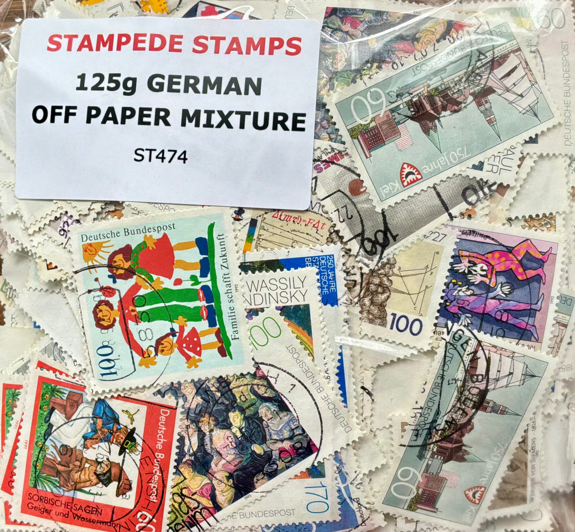 125g Germany Off-Paper Stamp Mixture - Fine Art, Welfare & Sorbian Fairy Tales (ST474)