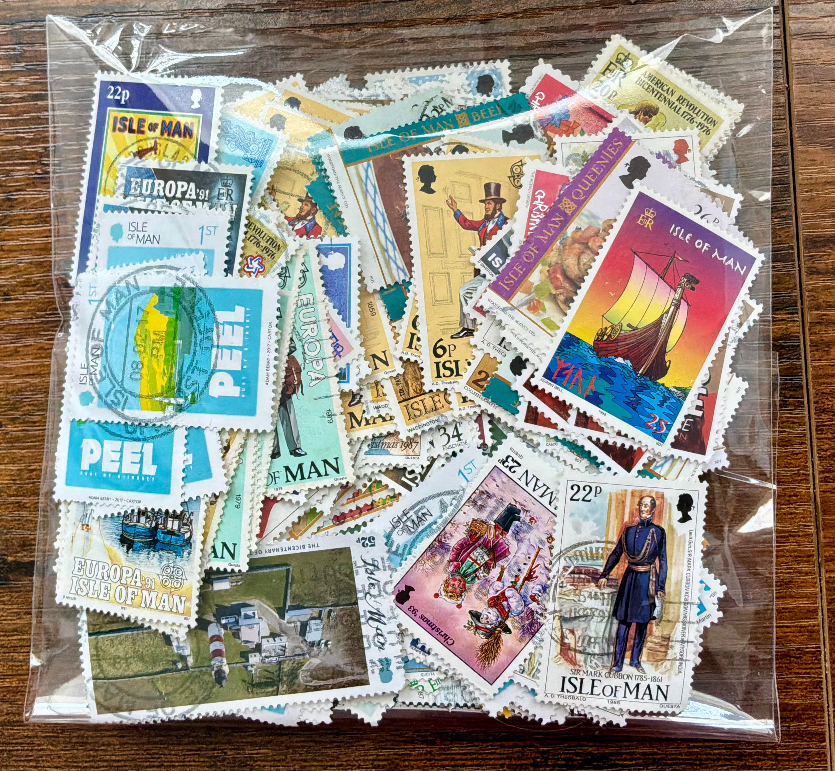 40g Isle of Man Off-Paper Stamp Mixture - 300+ Clean Used Commems & Regional Definitives (Has Duplication)
