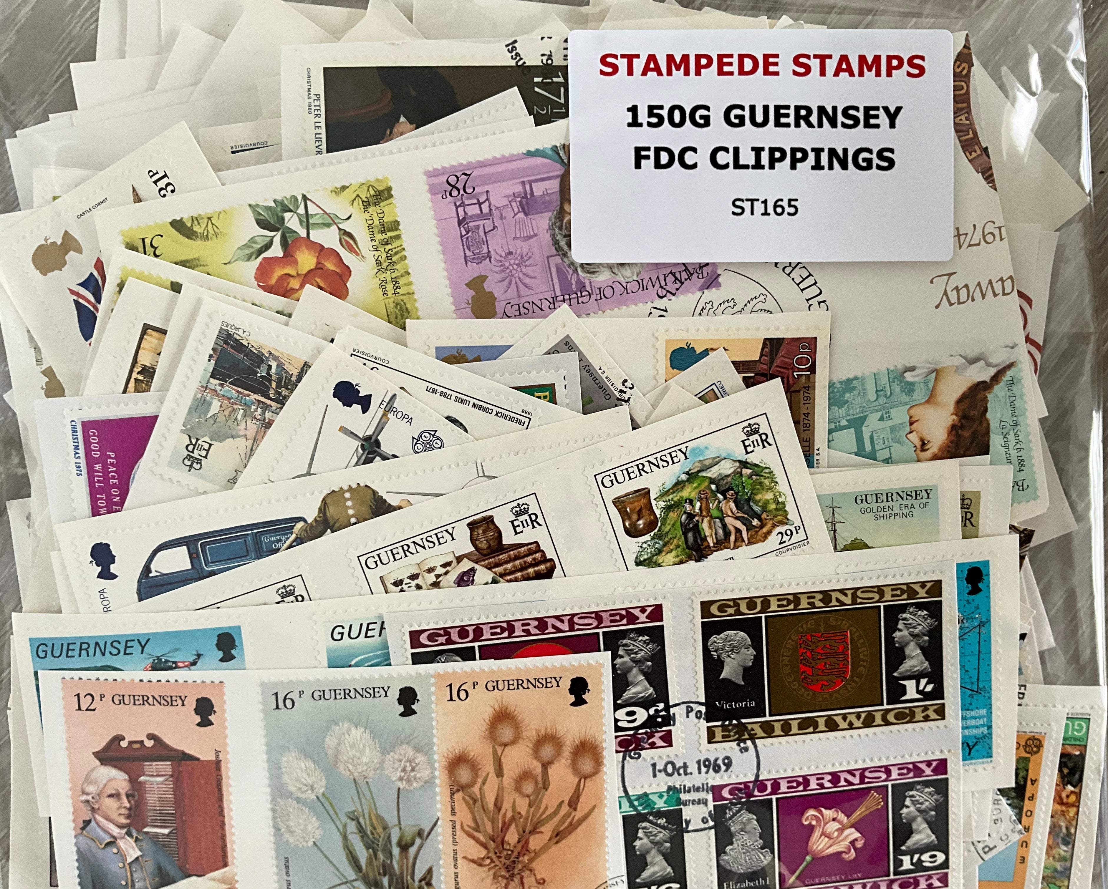 150g Guernsey FDC Clippings - Very Good Variety