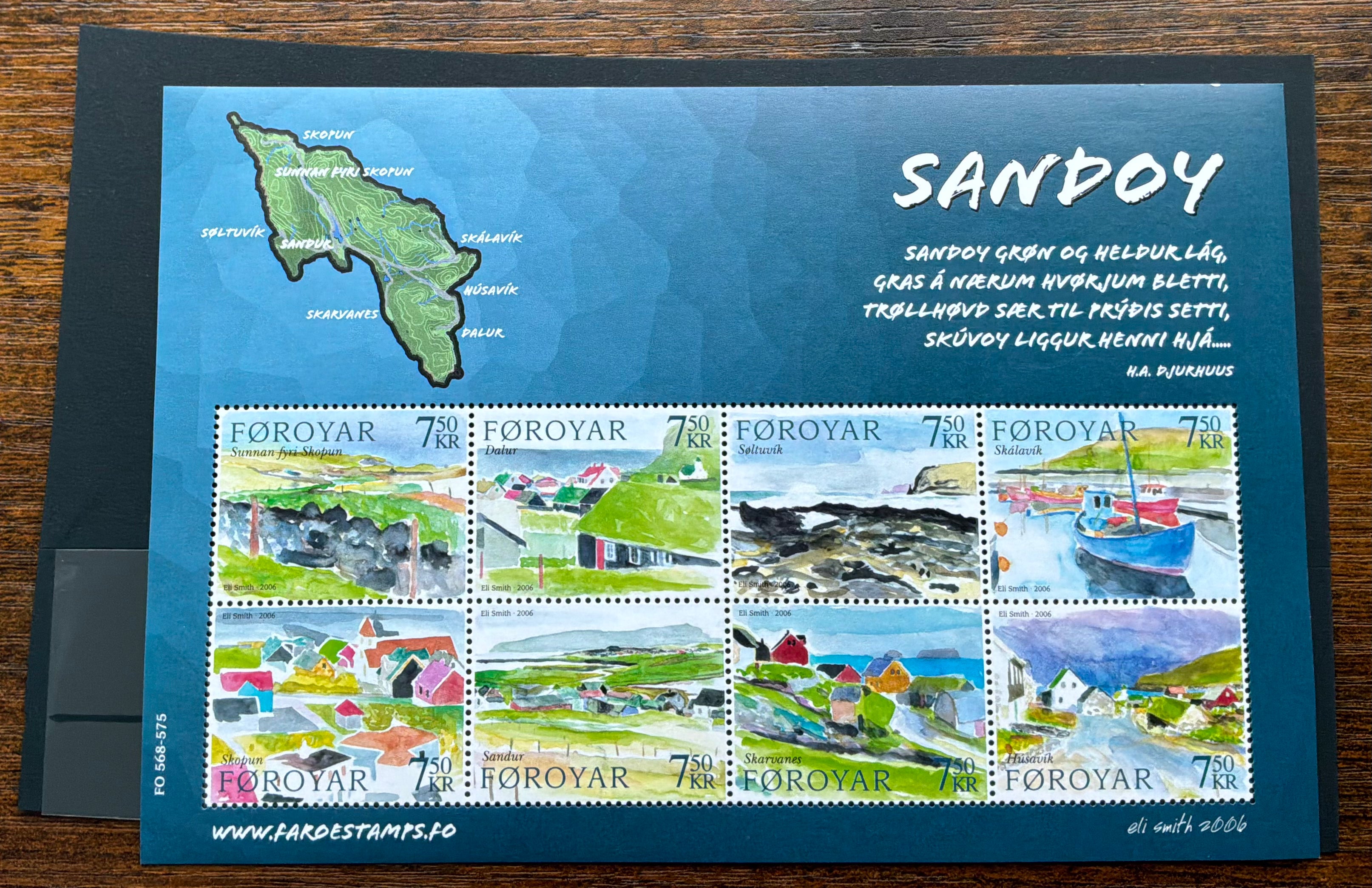 Faroe Islands 2006 Sandoy Island Souvenir Sheet MNH - Eli Smith Art (SG MS526) - LOT ST629