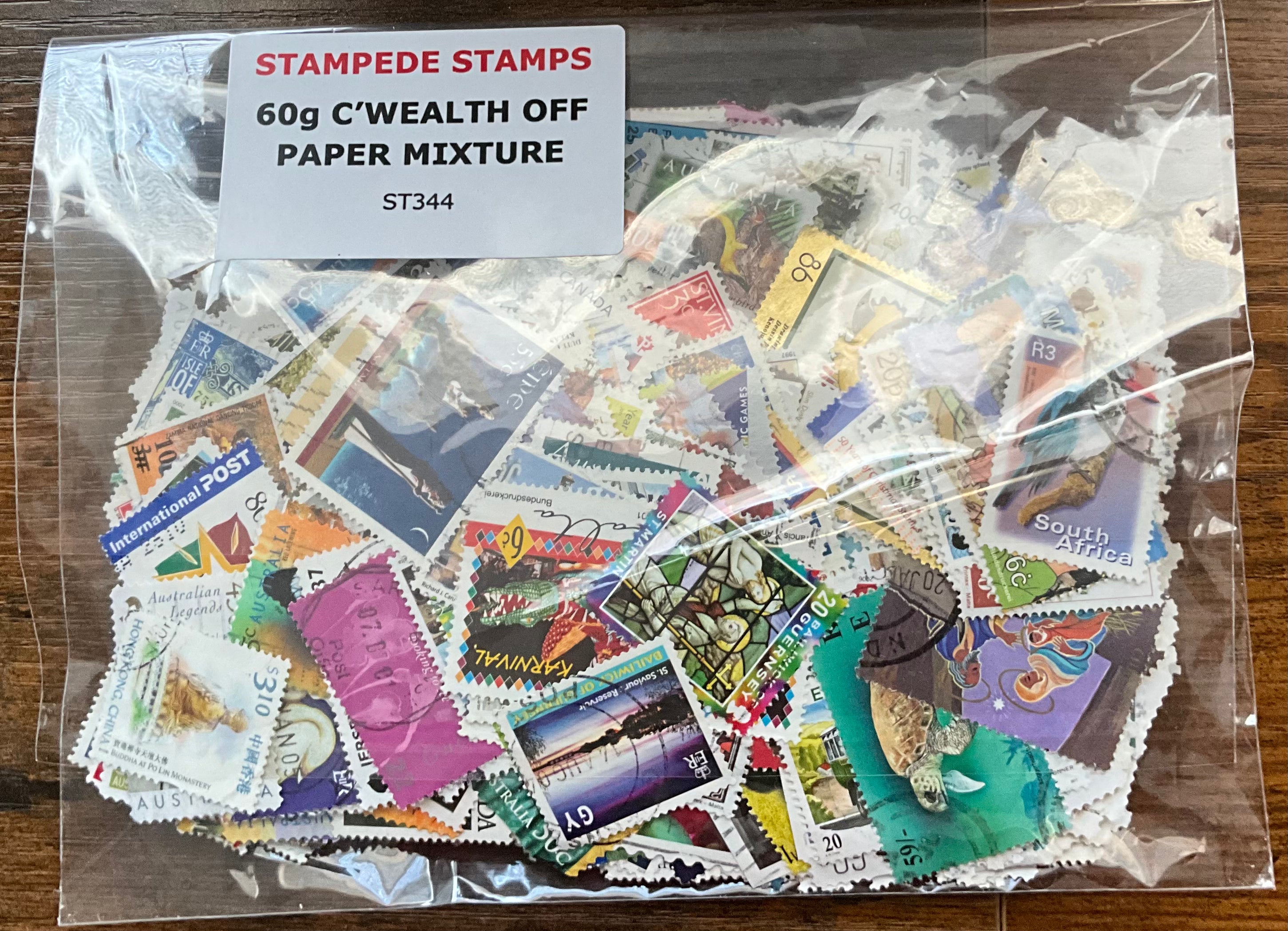 60g Commonwealth Off-Paper Stamp Mixture - 350+ Stamps - Worldwide Variety & High Values - LOT ST344