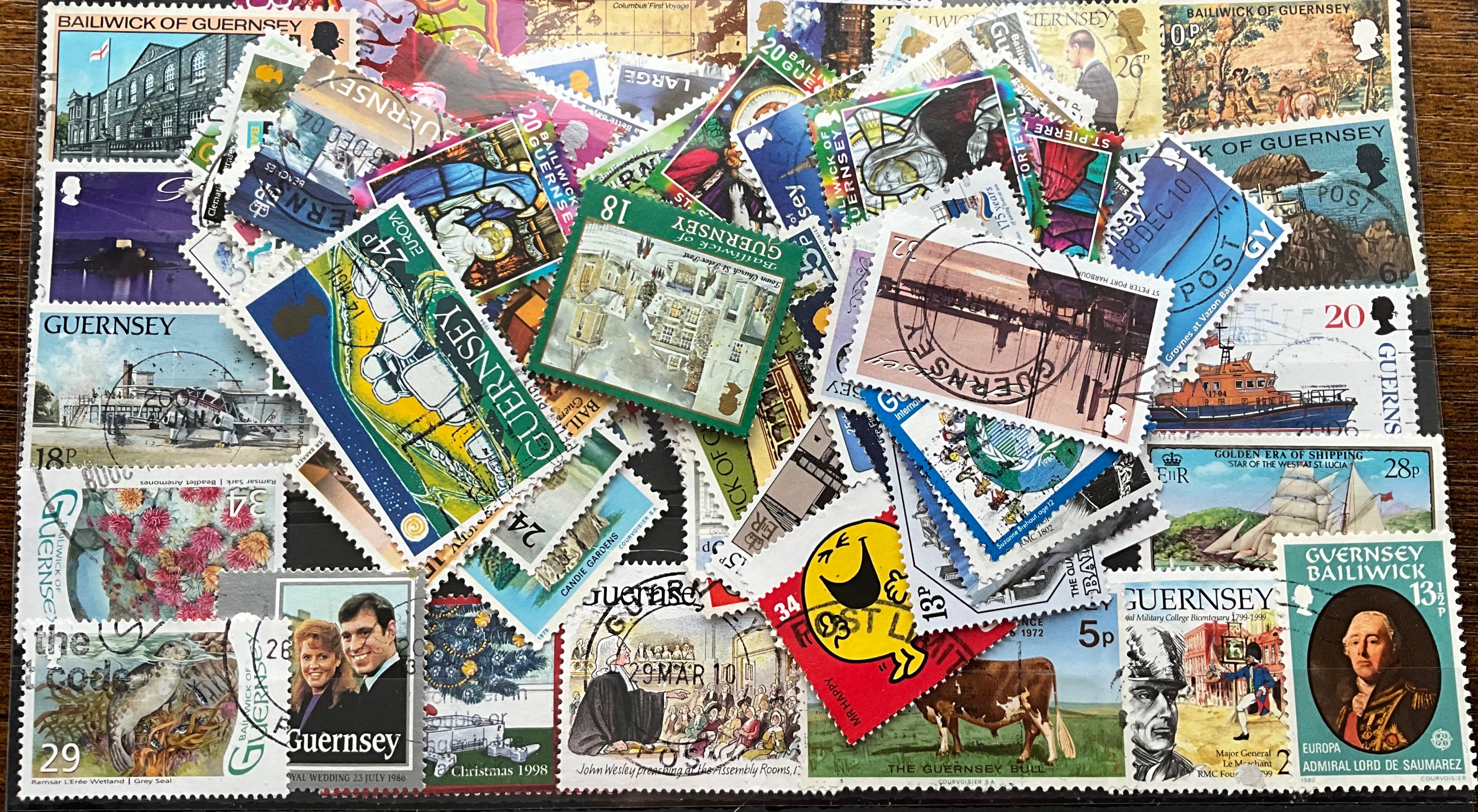 100 Different Guernsey & Alderney Stamps - All Unique - No Duplicates - Regional Collector's Pack (LOT F2639)