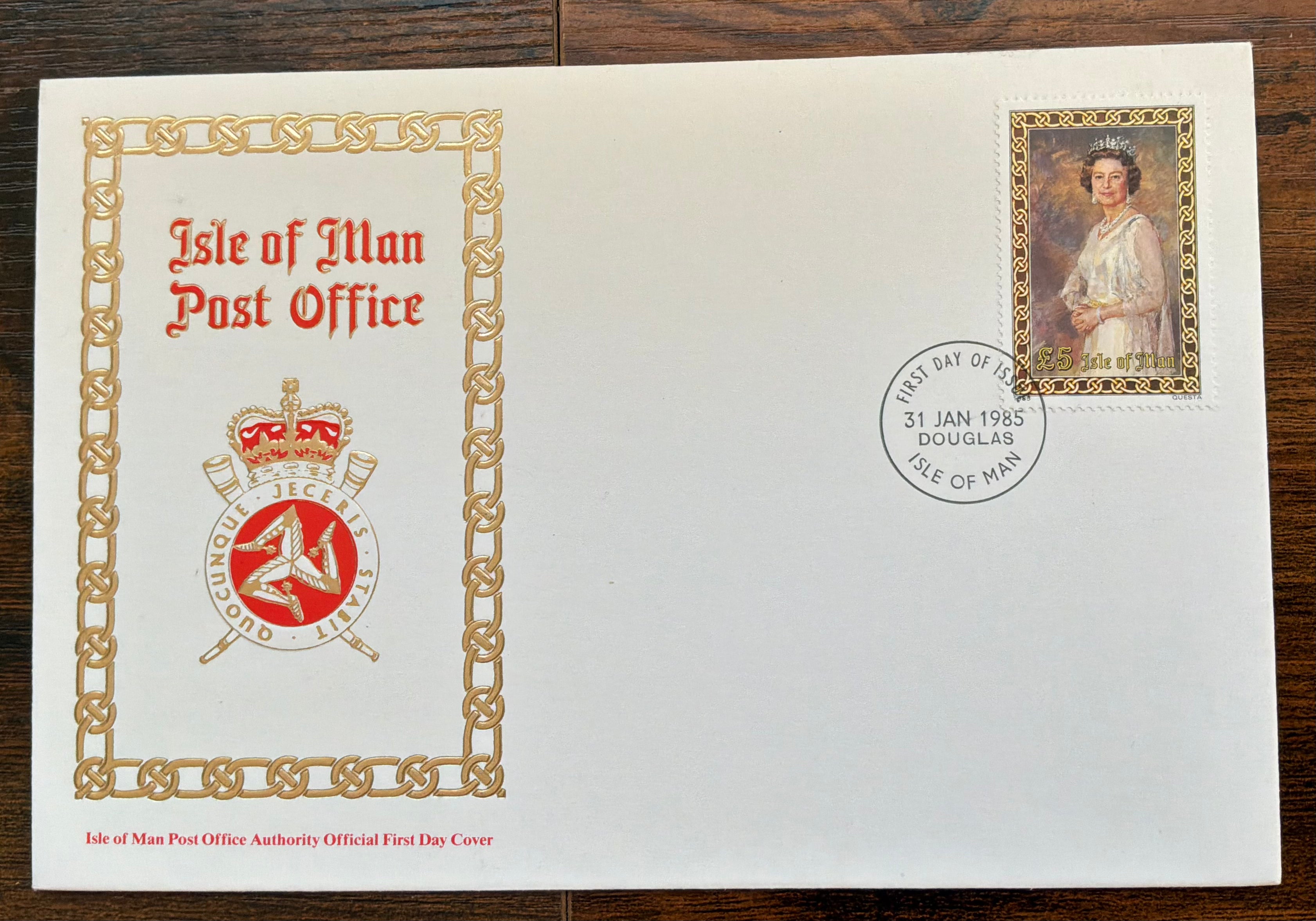 1985 Isle of Man £5 High Value Definitive First Day Cover (FDC) - (LOT C2335)