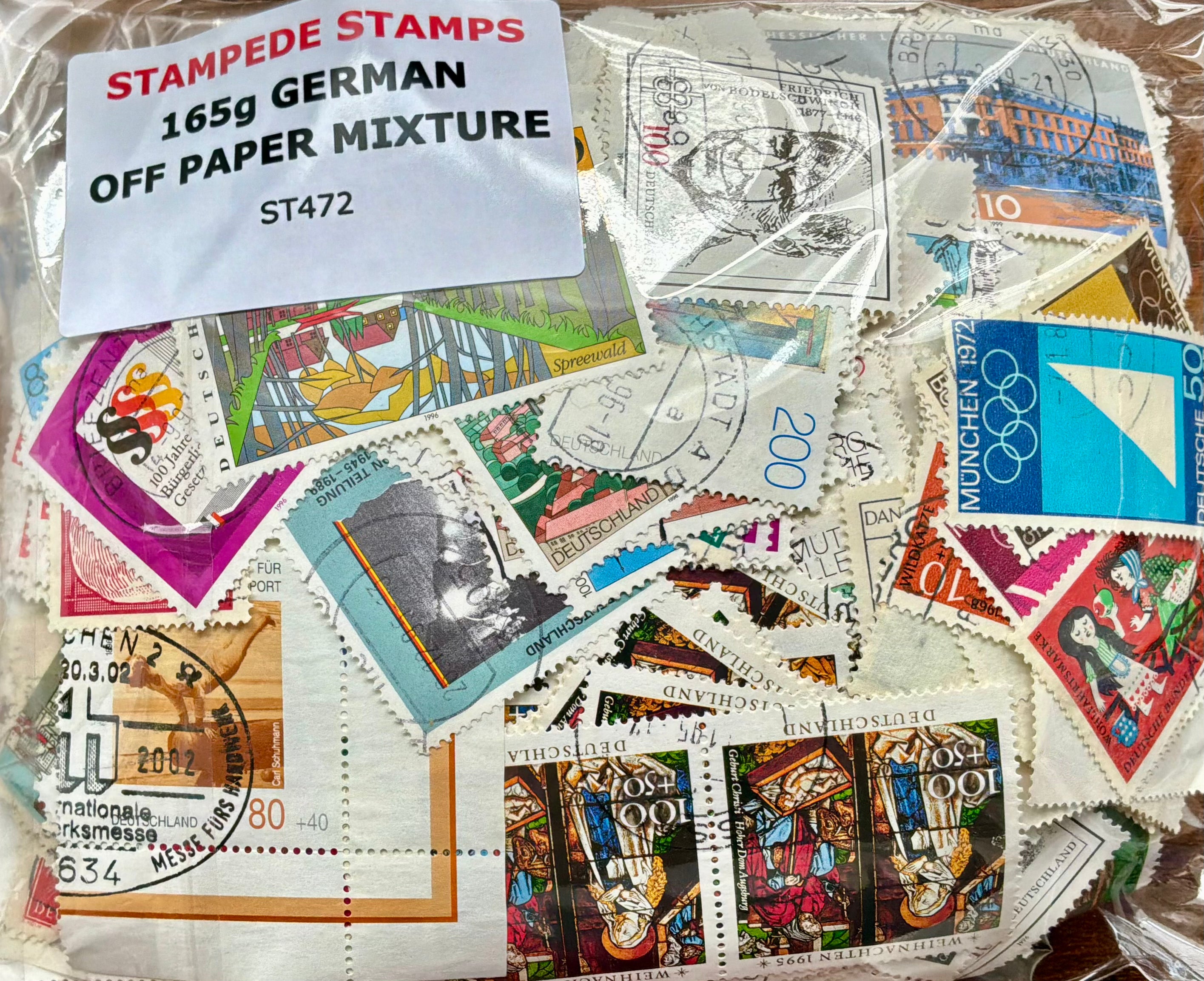 165g Germany Off-Paper Stamp Mixture - Welfare Christmas, Olympics & Scenic Landscapes (ST472)