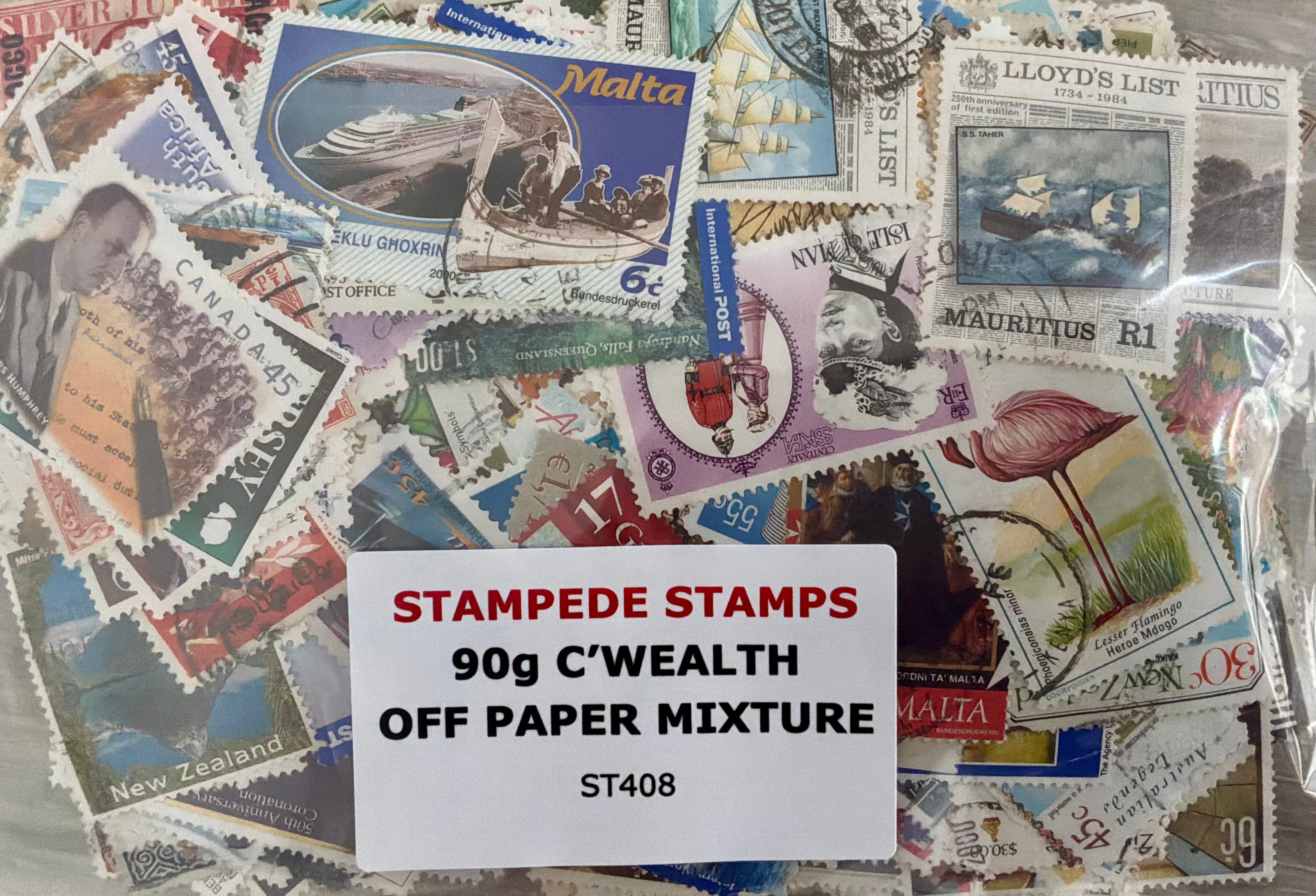 90g British Commonwealth Off-Paper Stamp Mixture - Unsorted Kiloware (Ref: ST408)