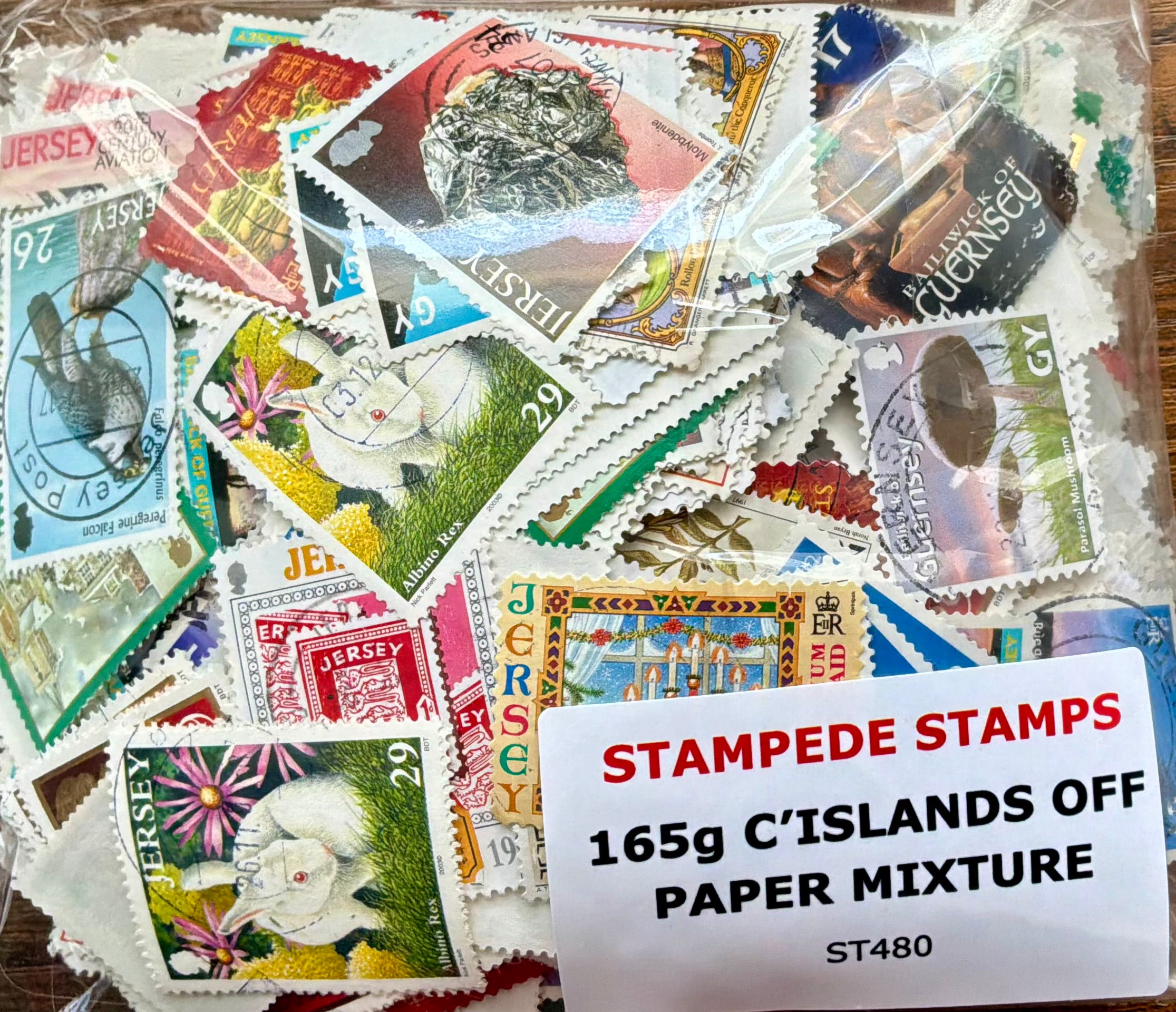 165g Channel Islands Off-Paper Stamp Mixture - Jersey & Guernsey, Wildlife & Nature (ST480)