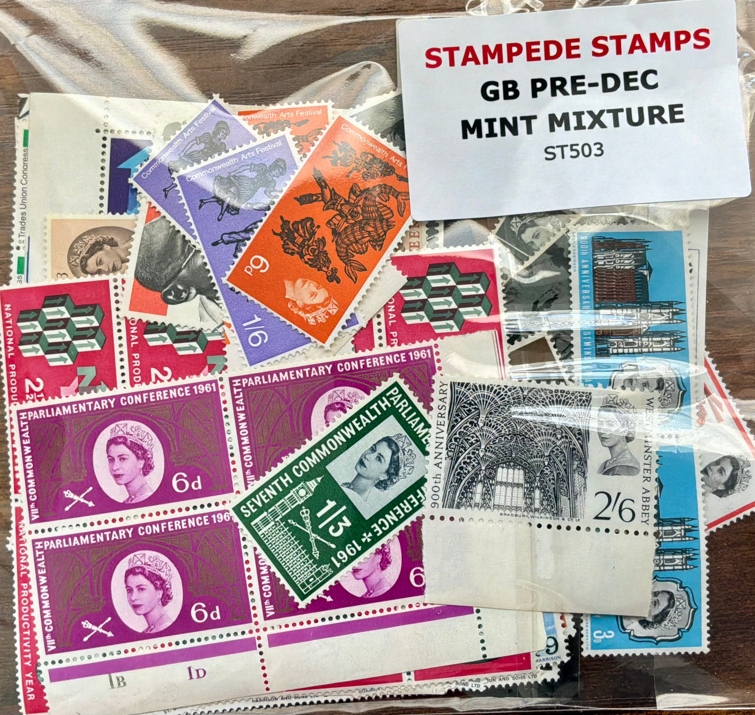 GB Pre-Decimal Mint Stamp Mixture - 1961 Parliamentary Conference, 2/6 Westminster Abbey & Arts Festival (ST503)*