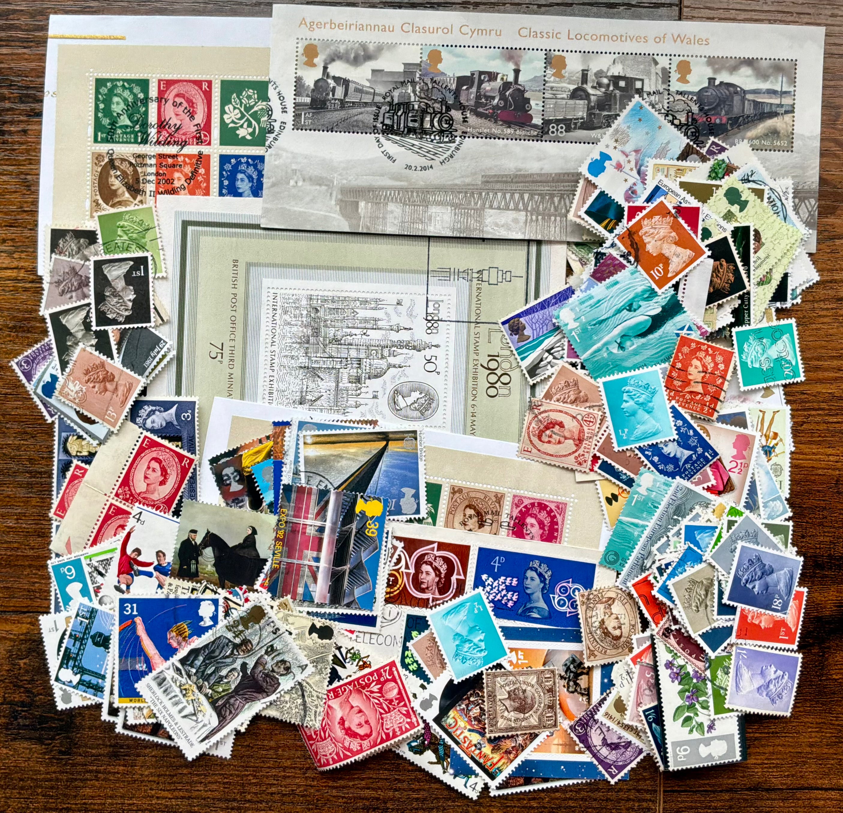GB Decimal Stamp Mixture - 2014 Locomotives, London 1980 MS & Used Commemoratives