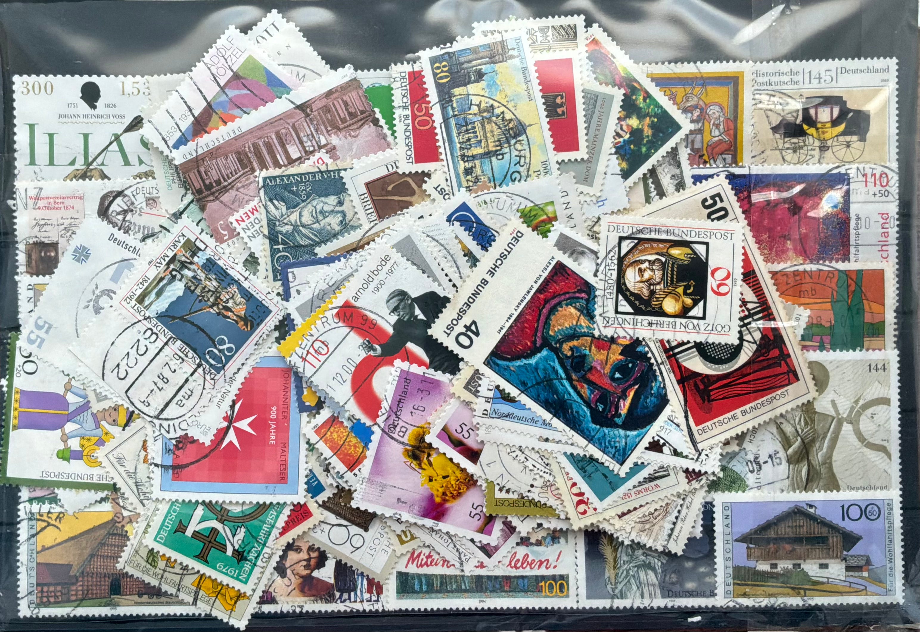 250 German Commemorative Stamp Mixture - Modern Euro Era & Fine Art Mix - Off Paper - LOT ST639