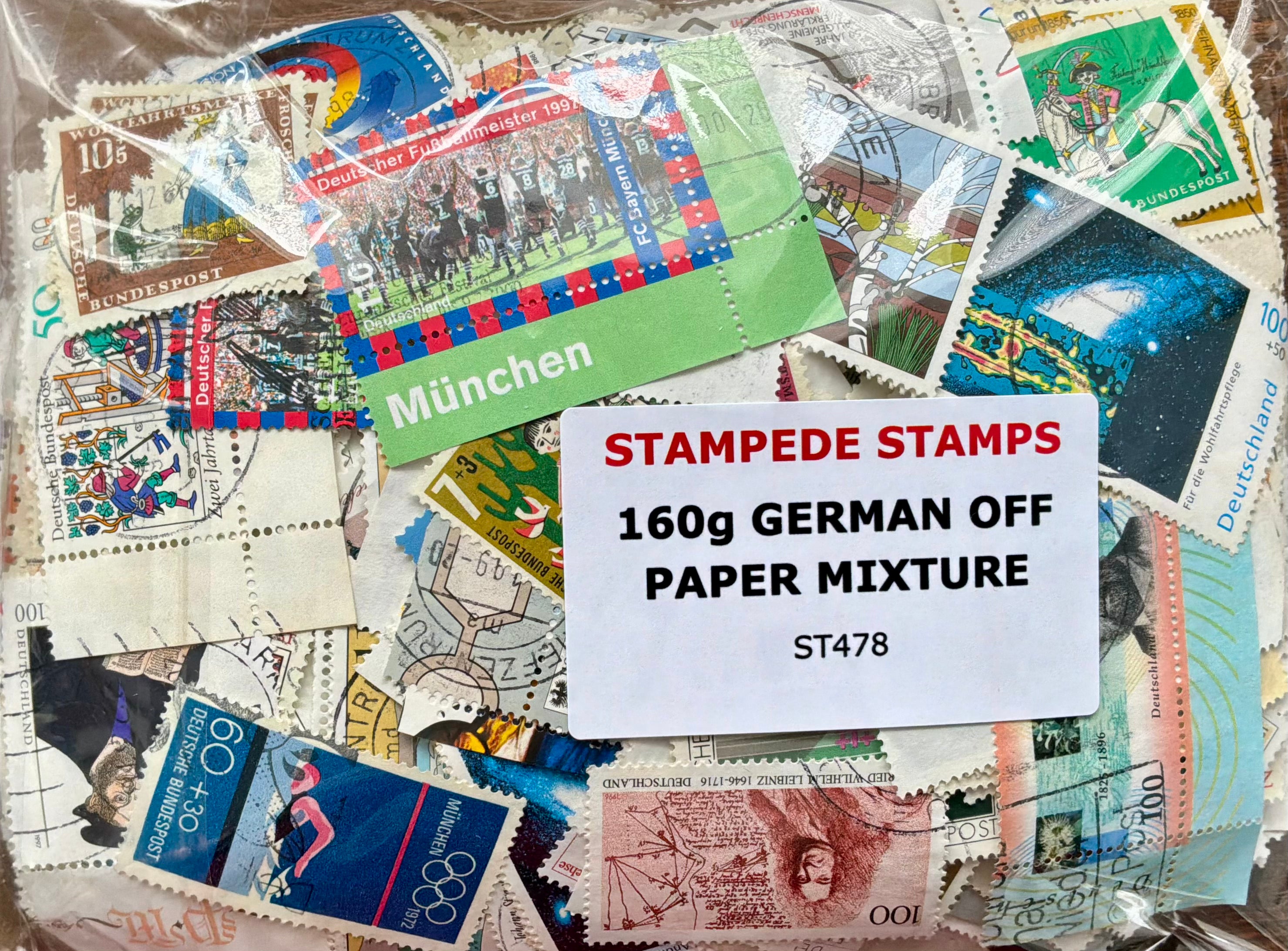 160g Germany Off-Paper Stamp Mixture - FC Bayern 1997, Olympics & Welfare Issues (ST478)*