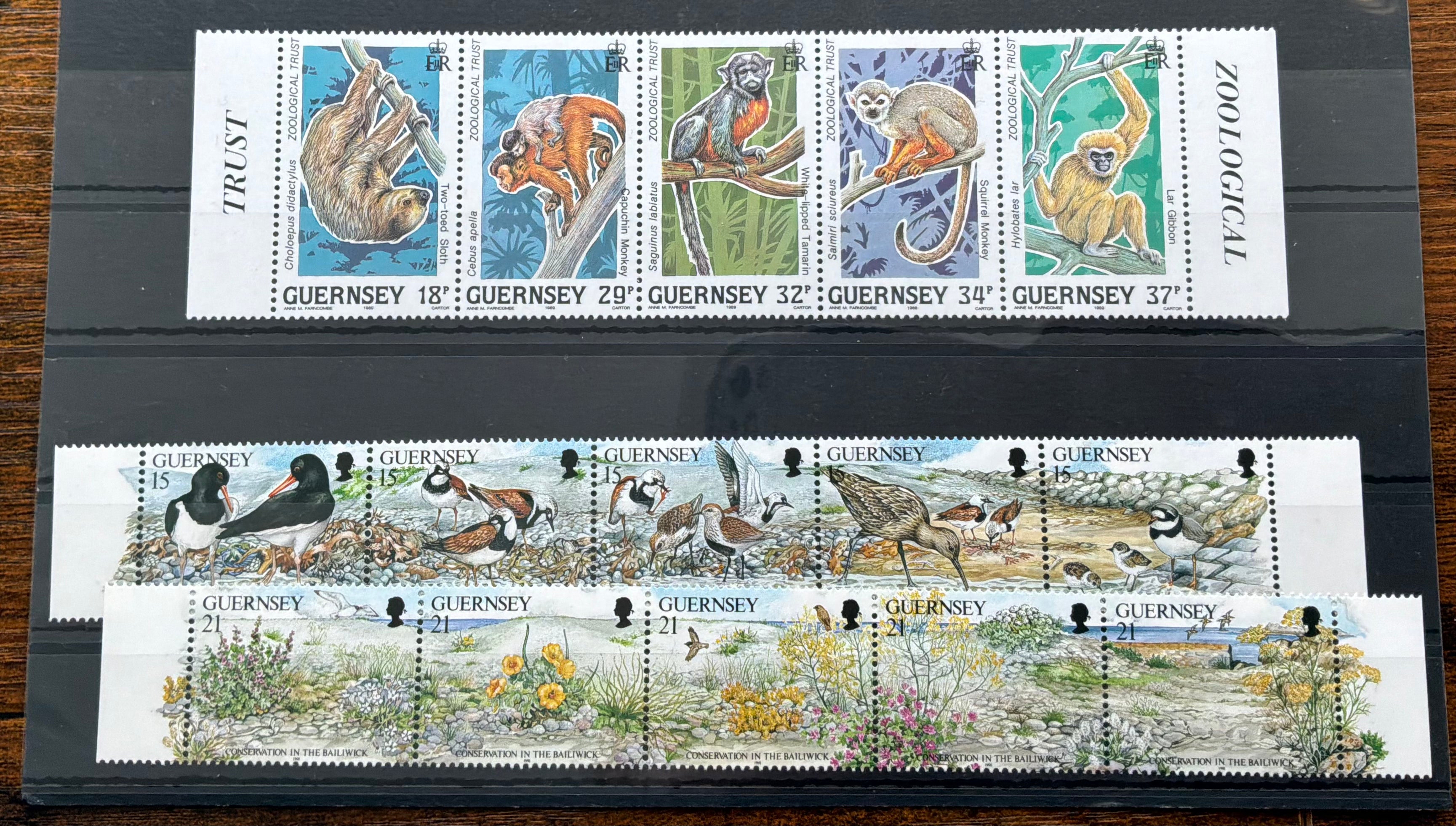These are three sets of commemorative stamps from the Bailiwick of Guernsey - LOT ST627
