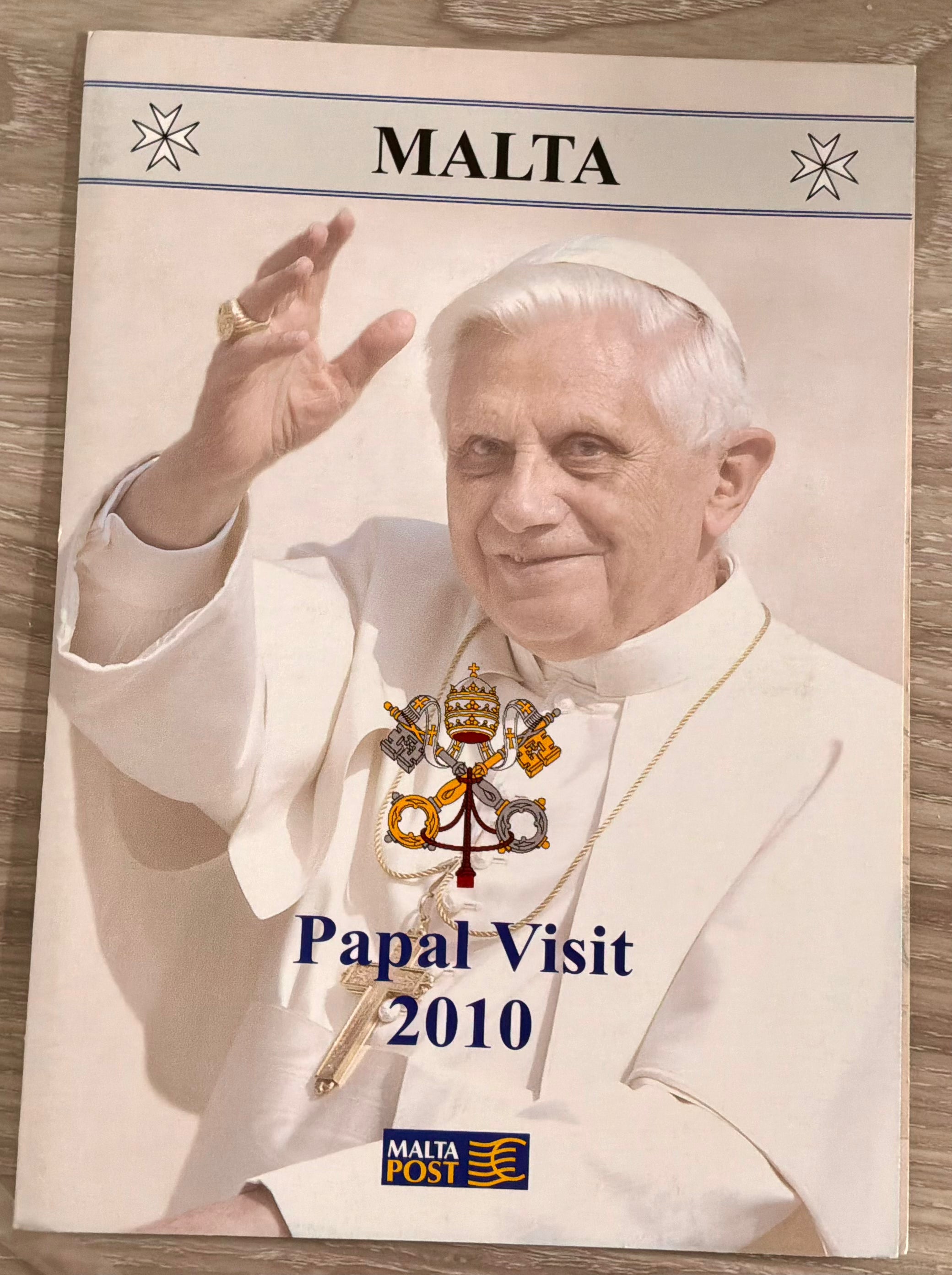 Malta 2010 Official Papal Visit Folder – Pope Benedict XVI – Complete Mint MNH