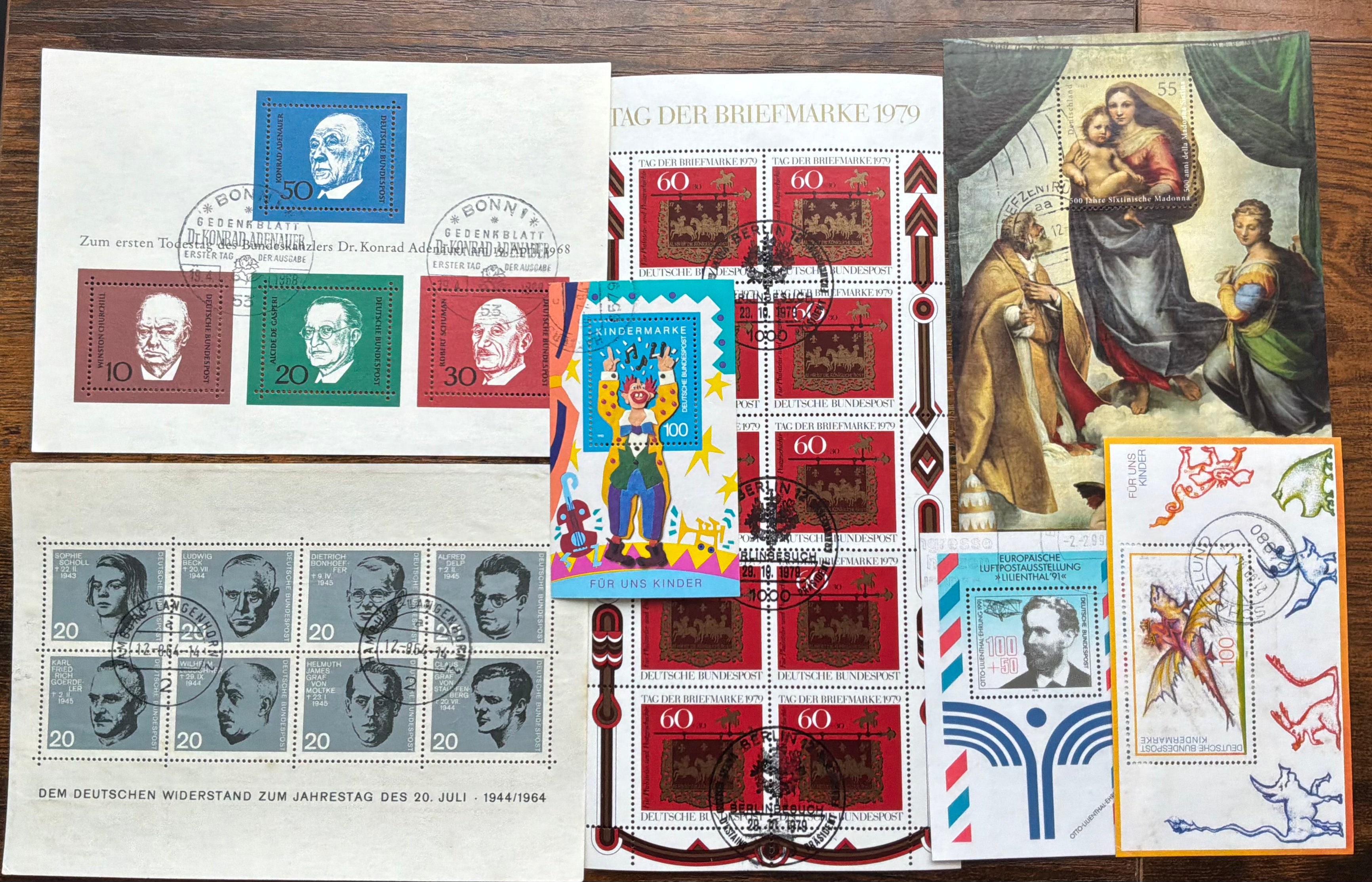Lot of West Germany Used Commemorative Souvenir Sheets - 1964-1991 - Art & History - LOT ST617