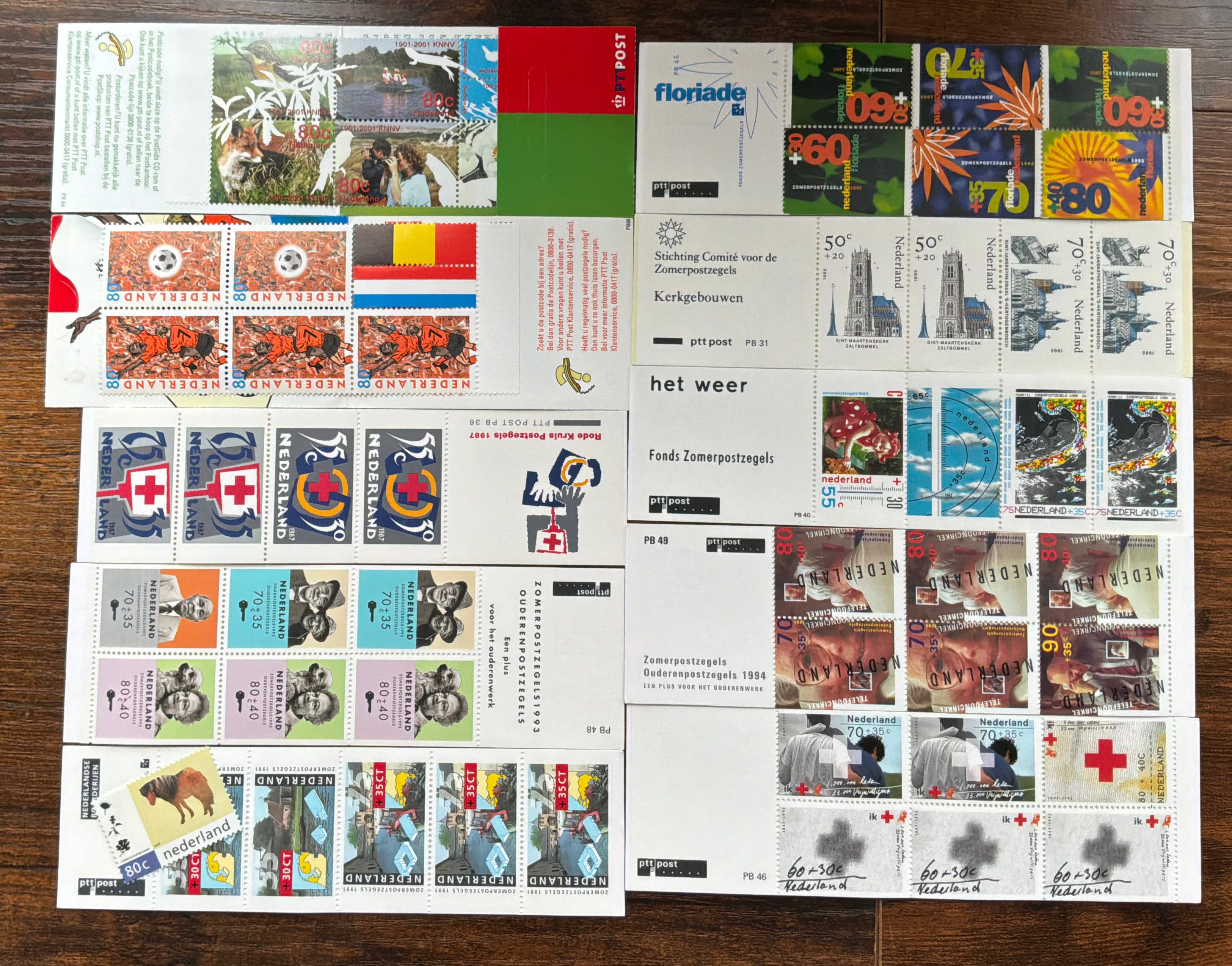 "12 PTT Post Netherlands Stamp Booklets"