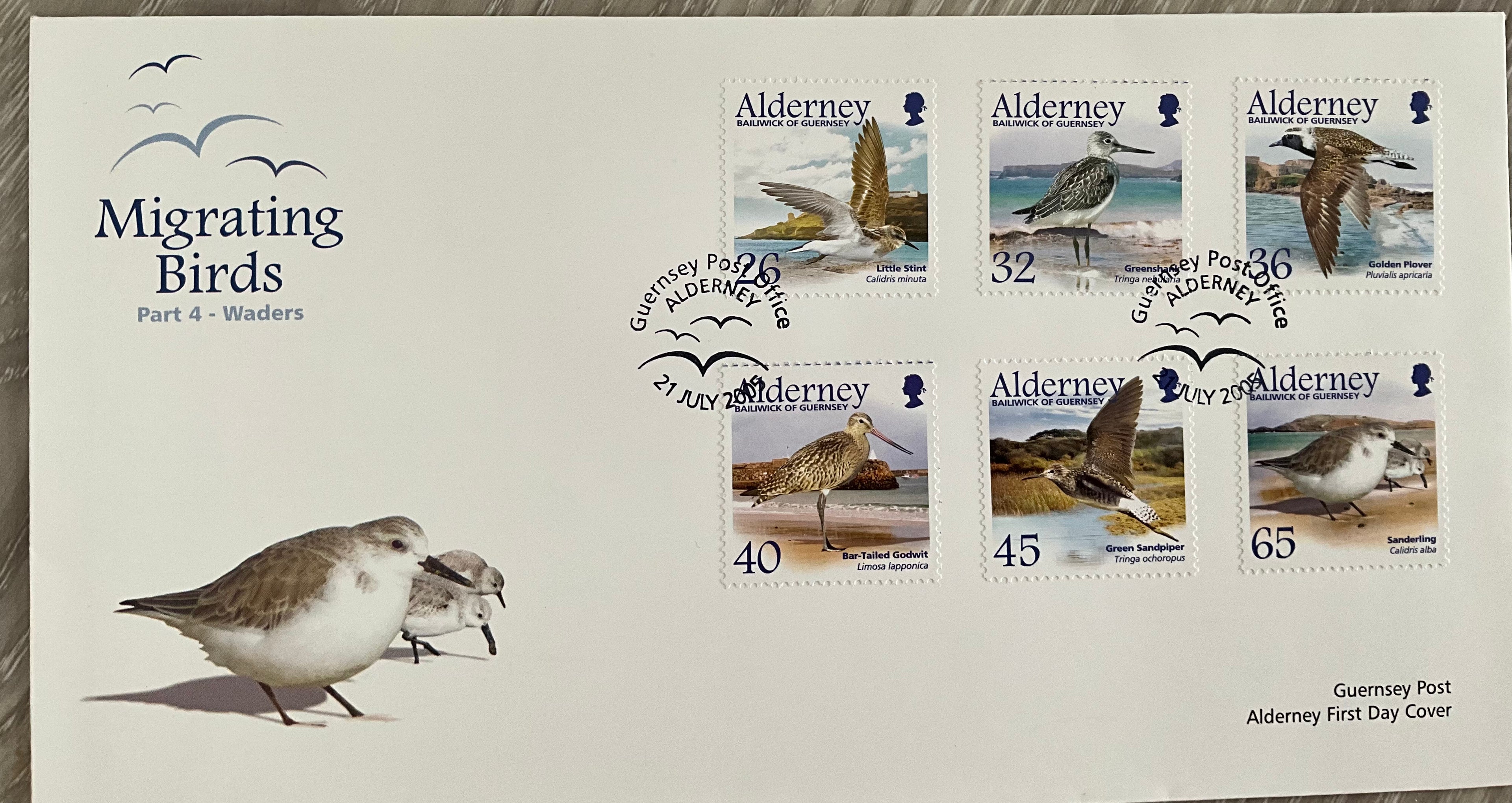 2004 Alderney "Migrating Birds Part 4 - Waders" First Day Cover (FDC) - Unaddressed