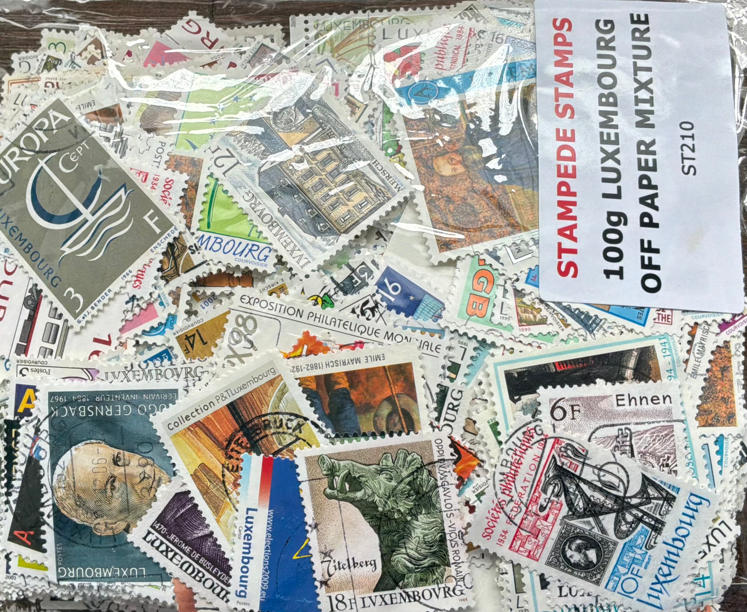 100g Luxembourg Off-Paper Stamp Mixture - Unsorted Used Collection - ST210