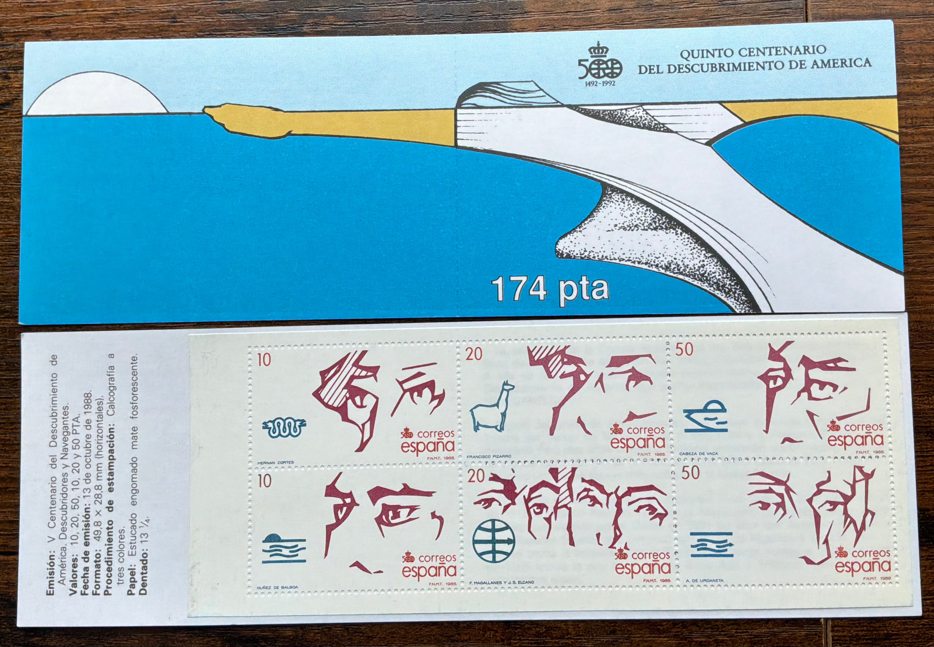 Spain 1988 Discovery of America Booklet MNH - Explorers & Navigators (Scott 2579a) - LOT ST624