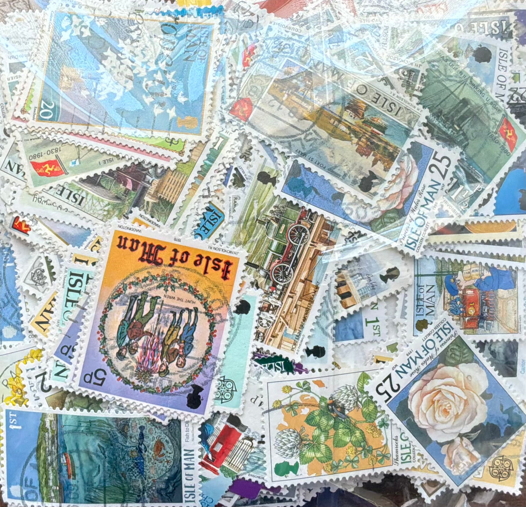 100g Isle of Man Off-Paper Stamp Mix - Premium Pictorials & Commemoratives - LOT ST591