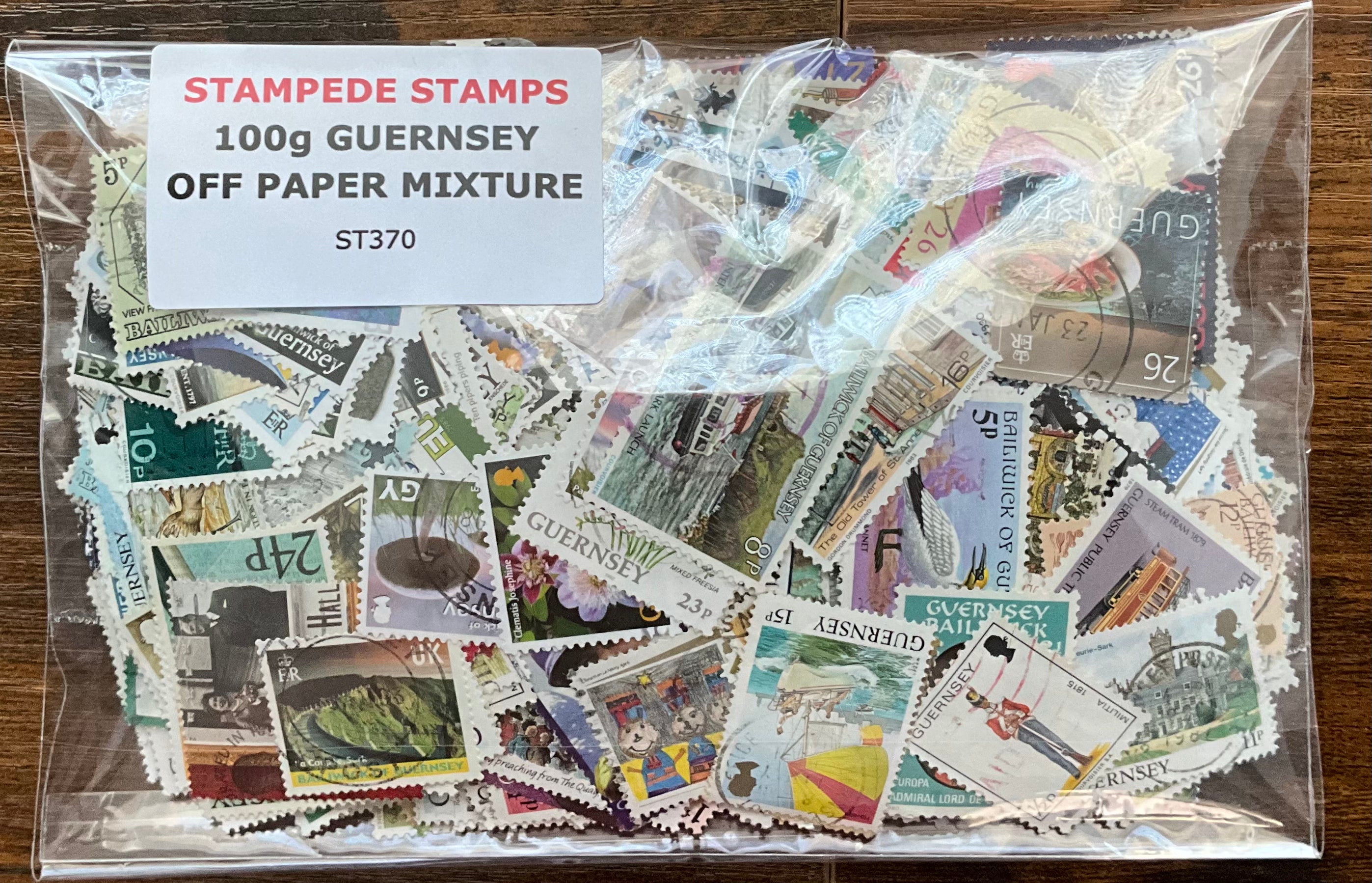 100g Guernsey Off-Paper Stamp Mixture - 800+ Stamps - Excellent Topical Variety - LOT ST370*