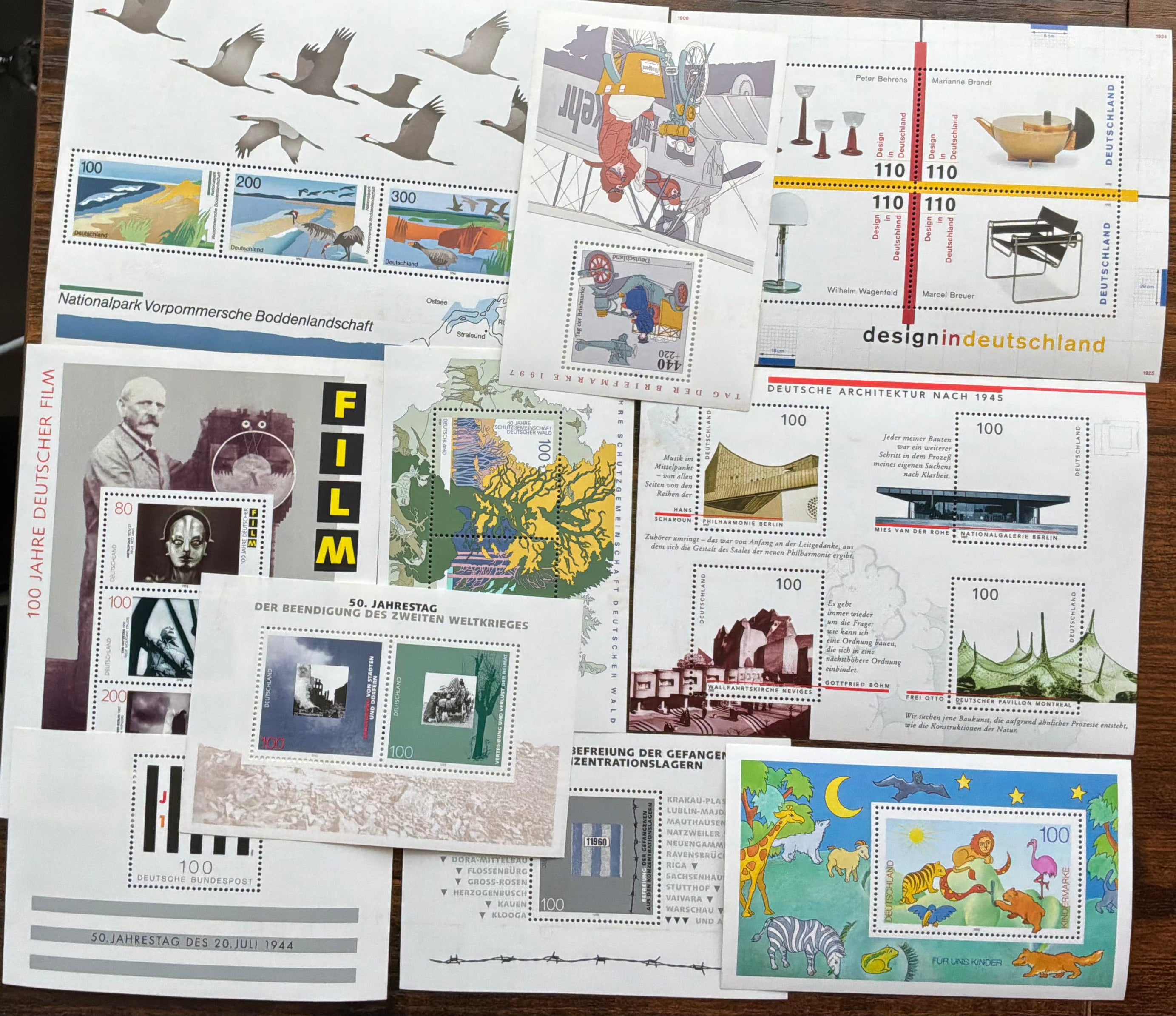 Lot of 10+ German Souvenir Sheets - Modern Commemoratives 1990s-2002 - Mint & Fine Used - LOT ST655