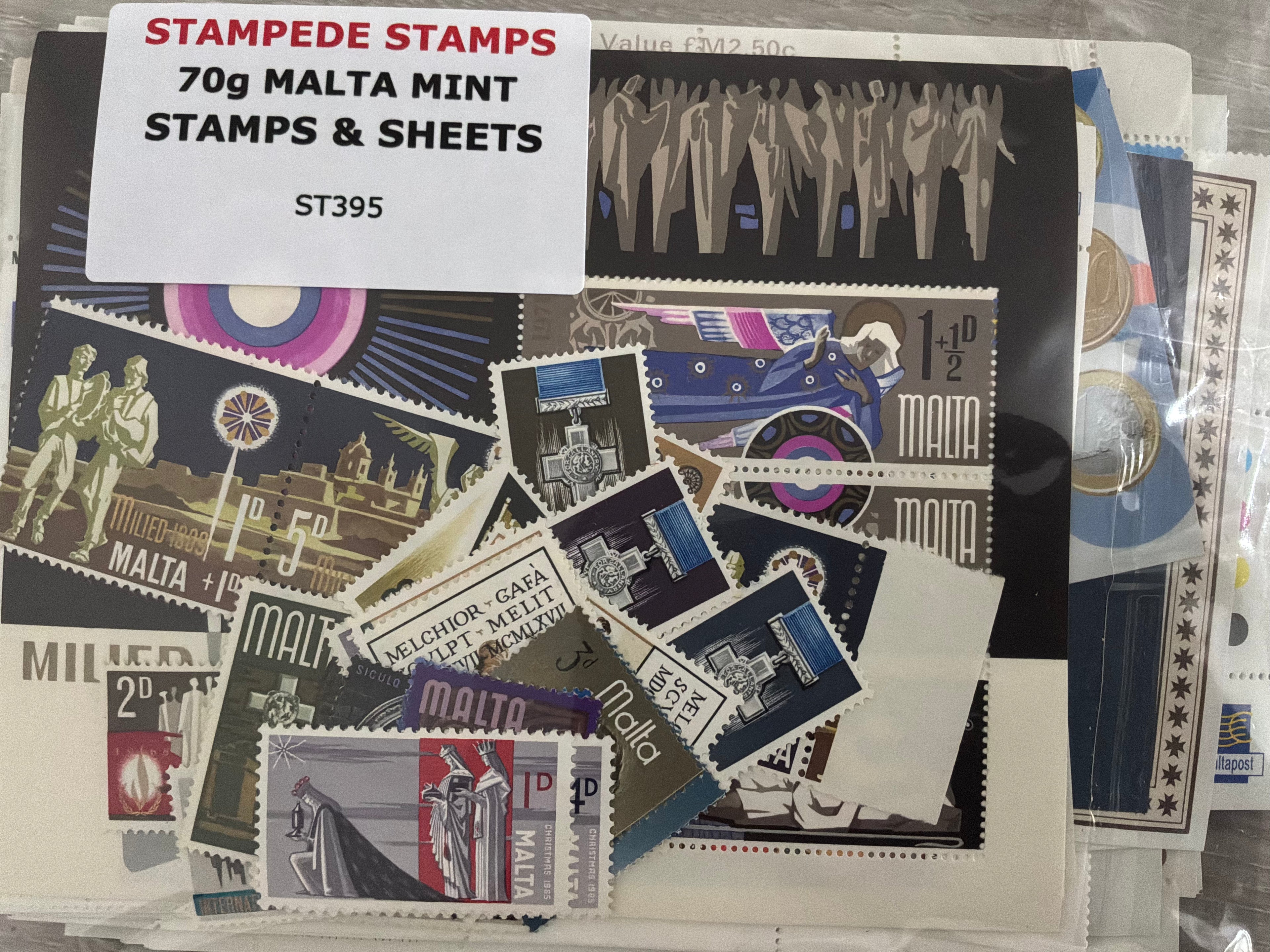 70g Malta Mint Stamps & Miniature Sheets - Unmounted Mint Assortment (ST395)