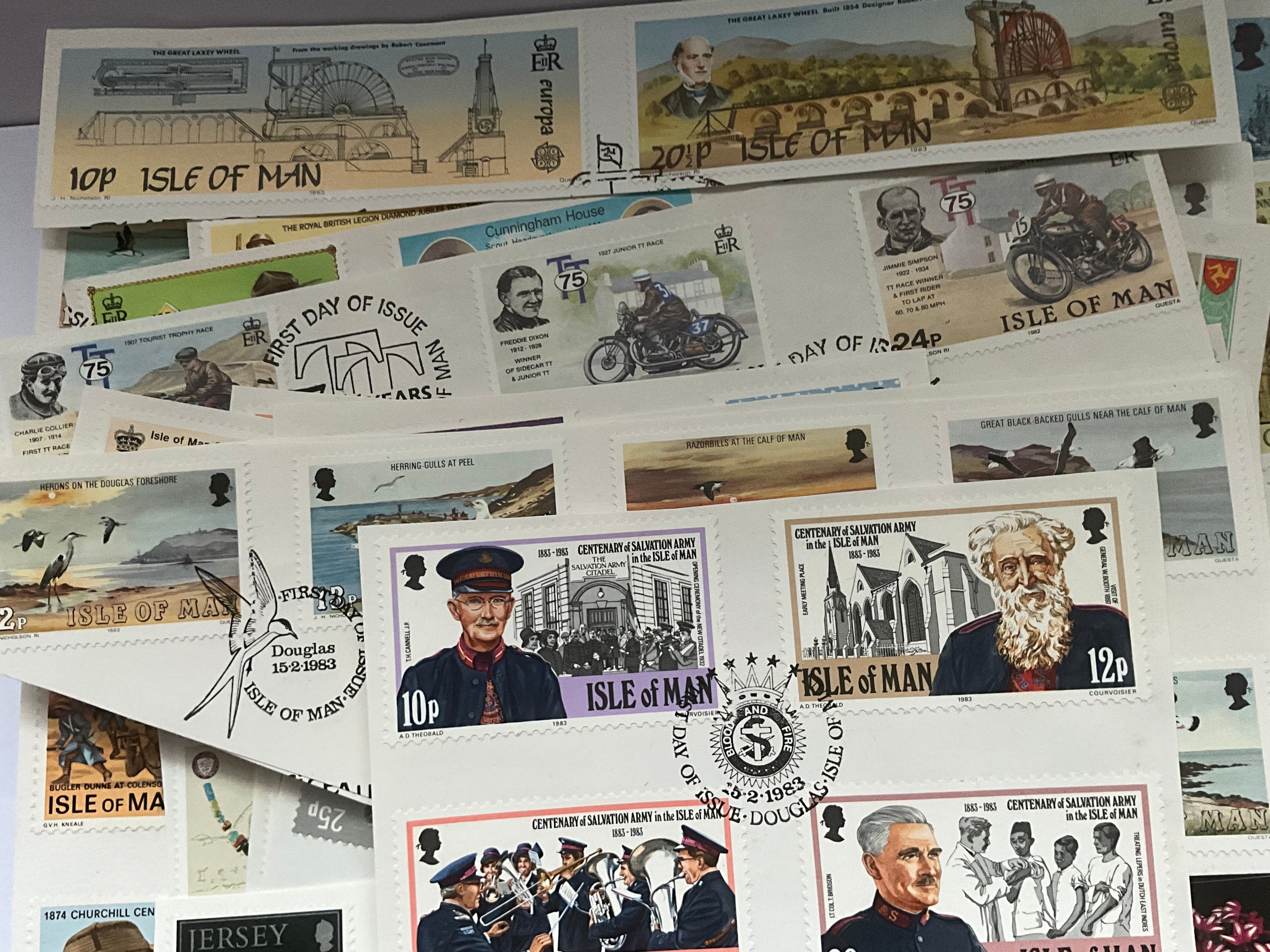 150g Isle of Man & Jersey FDC Clippings (ST226)