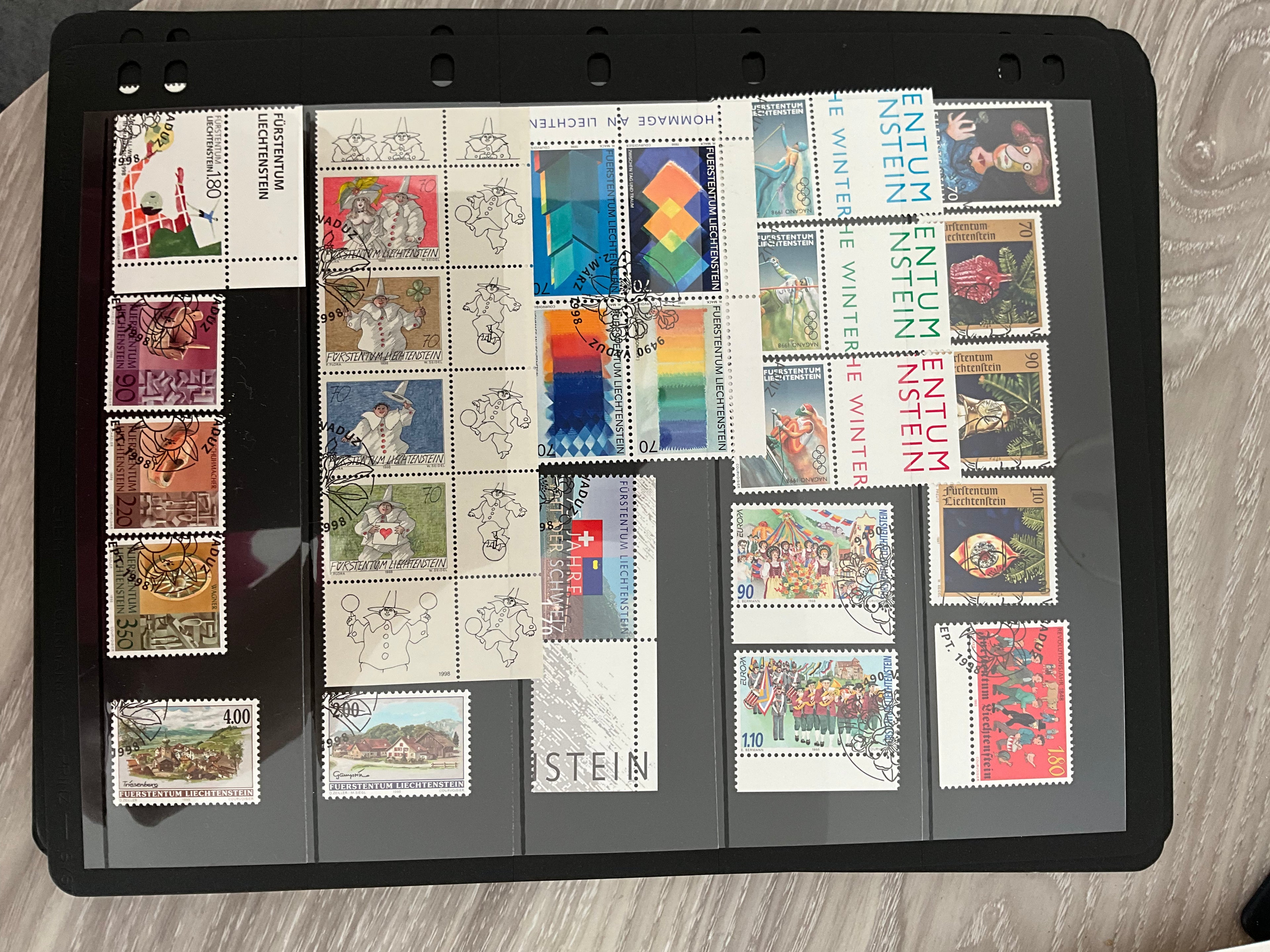 14 Pages of Liechtenstein Used Stamps