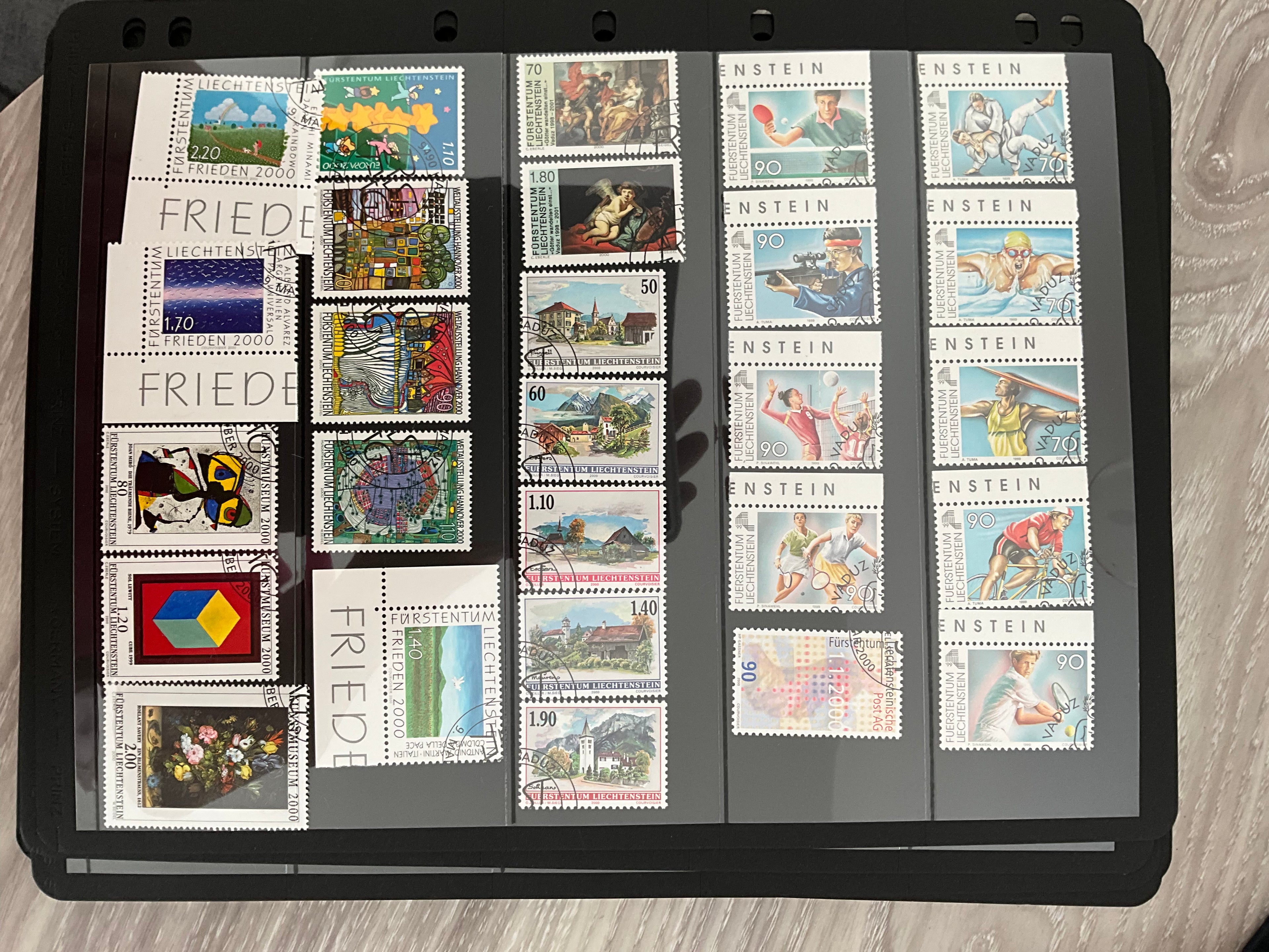 14 Pages of Liechtenstein Used Stamps