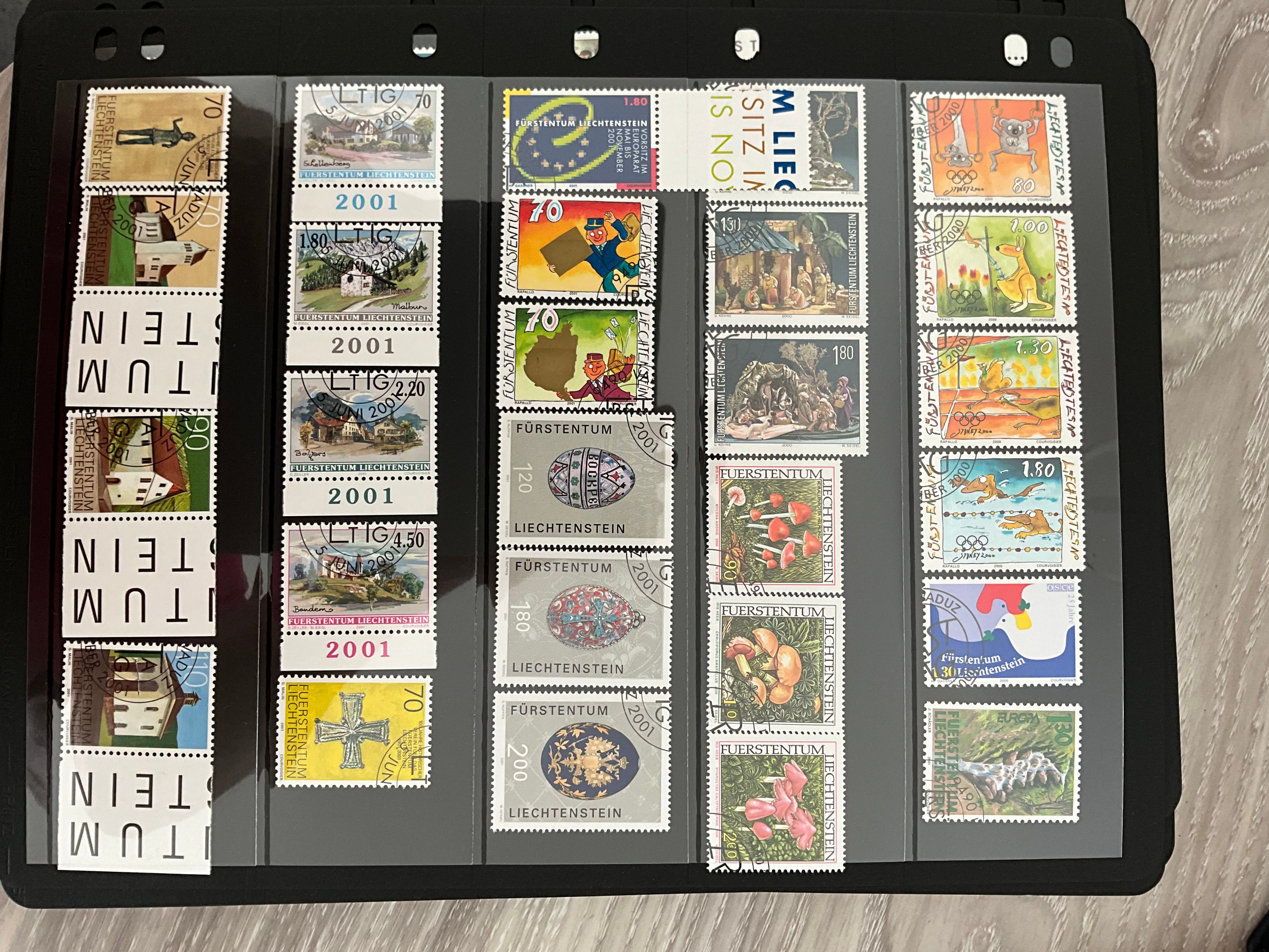 14 Pages of Liechtenstein Used Stamps