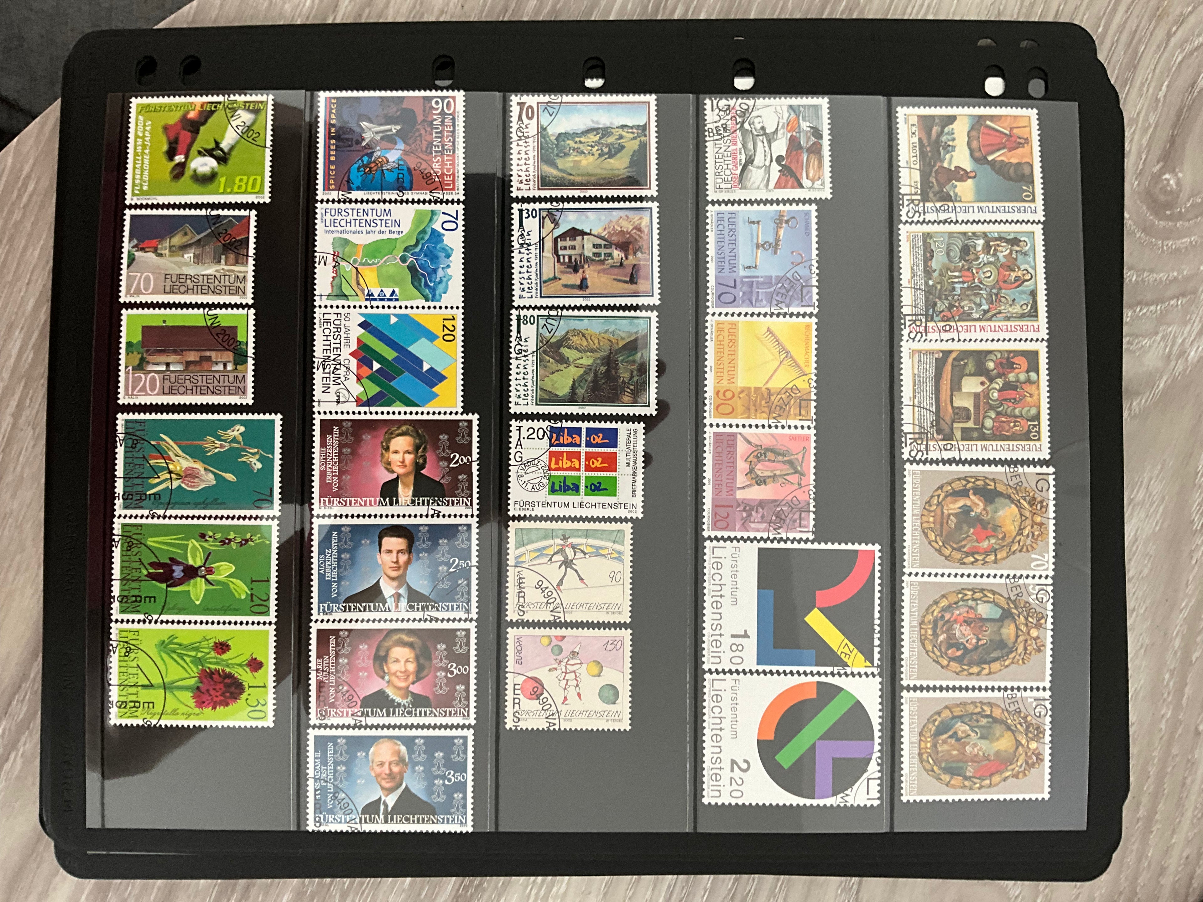 14 Pages of Liechtenstein Used Stamps