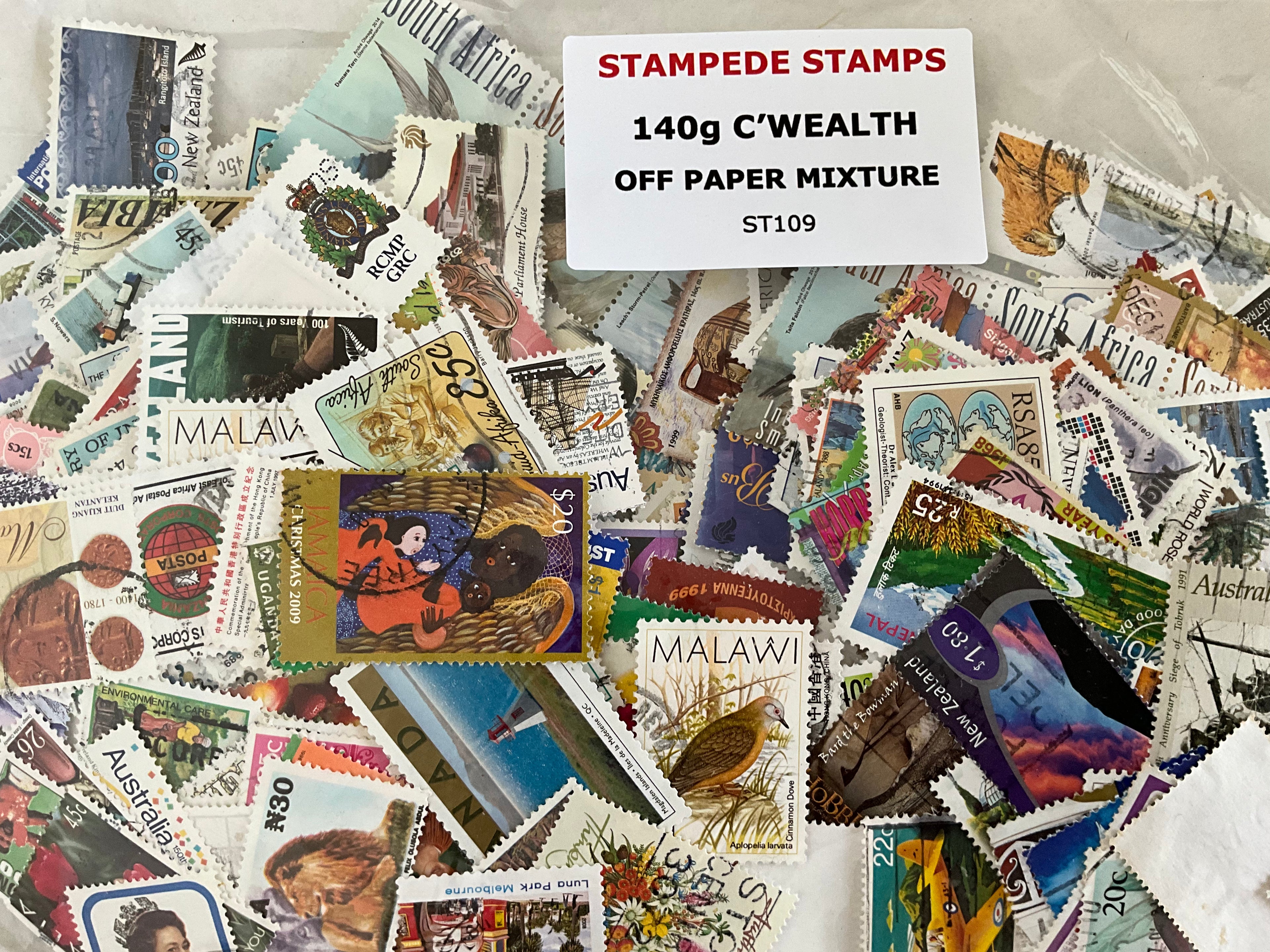 140g British Commonwealth Off Paper Stamp Mixture - Massive Variety*