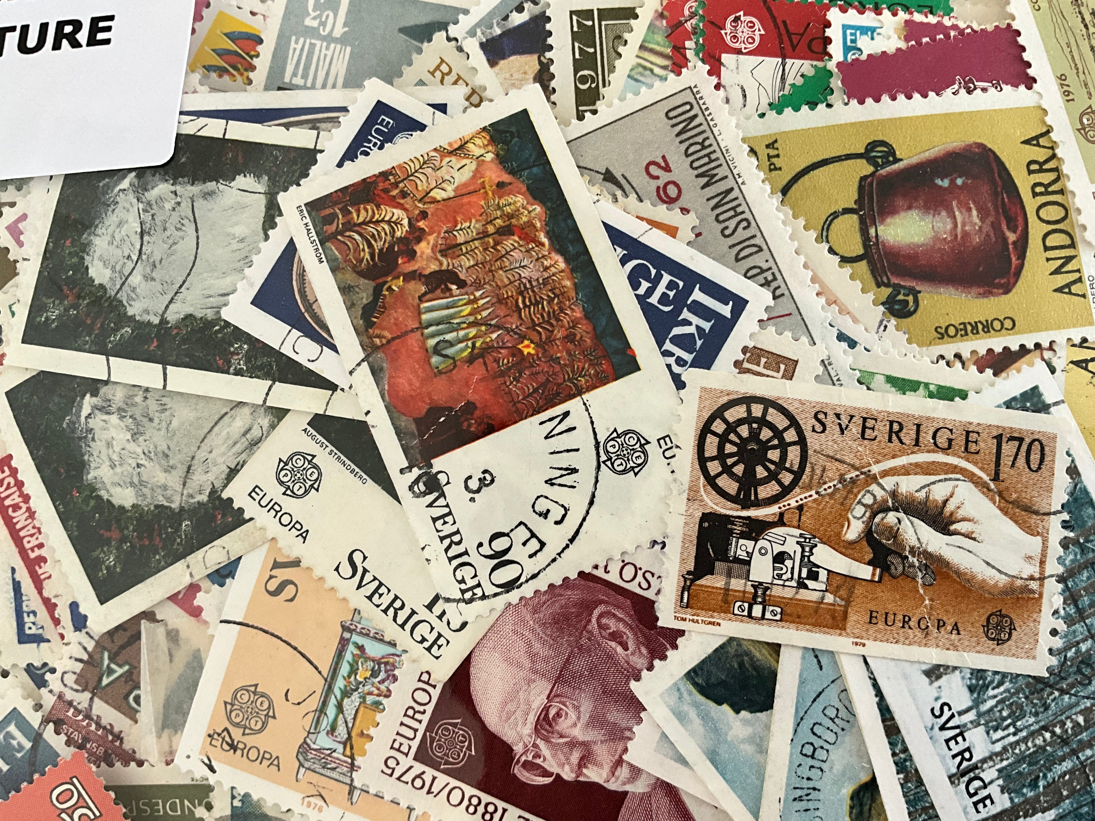 100g SwedenOff-Paper Stamp Mixture – Premium Commemoratives & Europa Issues*