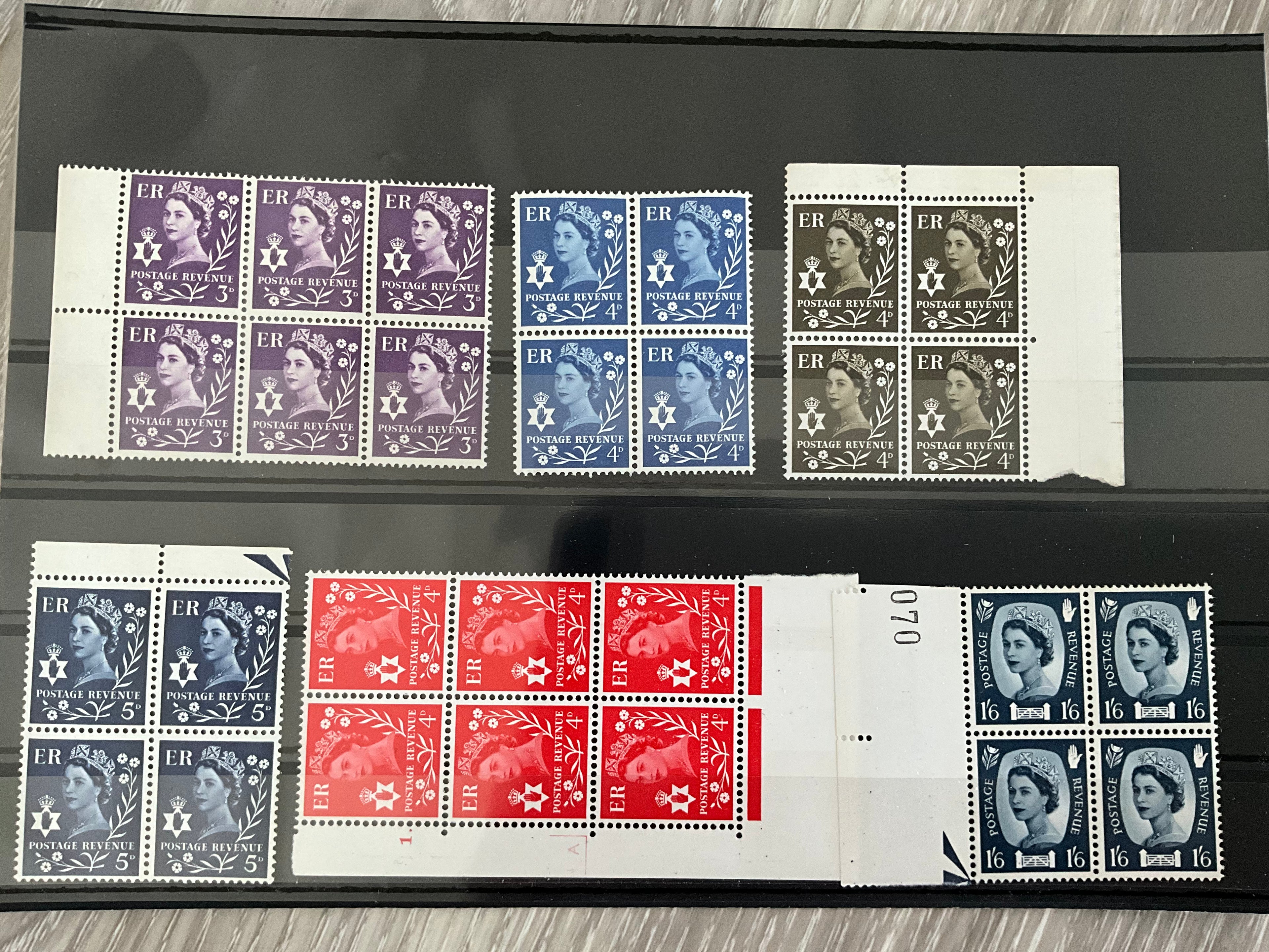 Northern Ireland Regional Wildings - Unmounted Mint (MNH) Blocks - incl. Cylinder 1 & 1s 6d Top Value