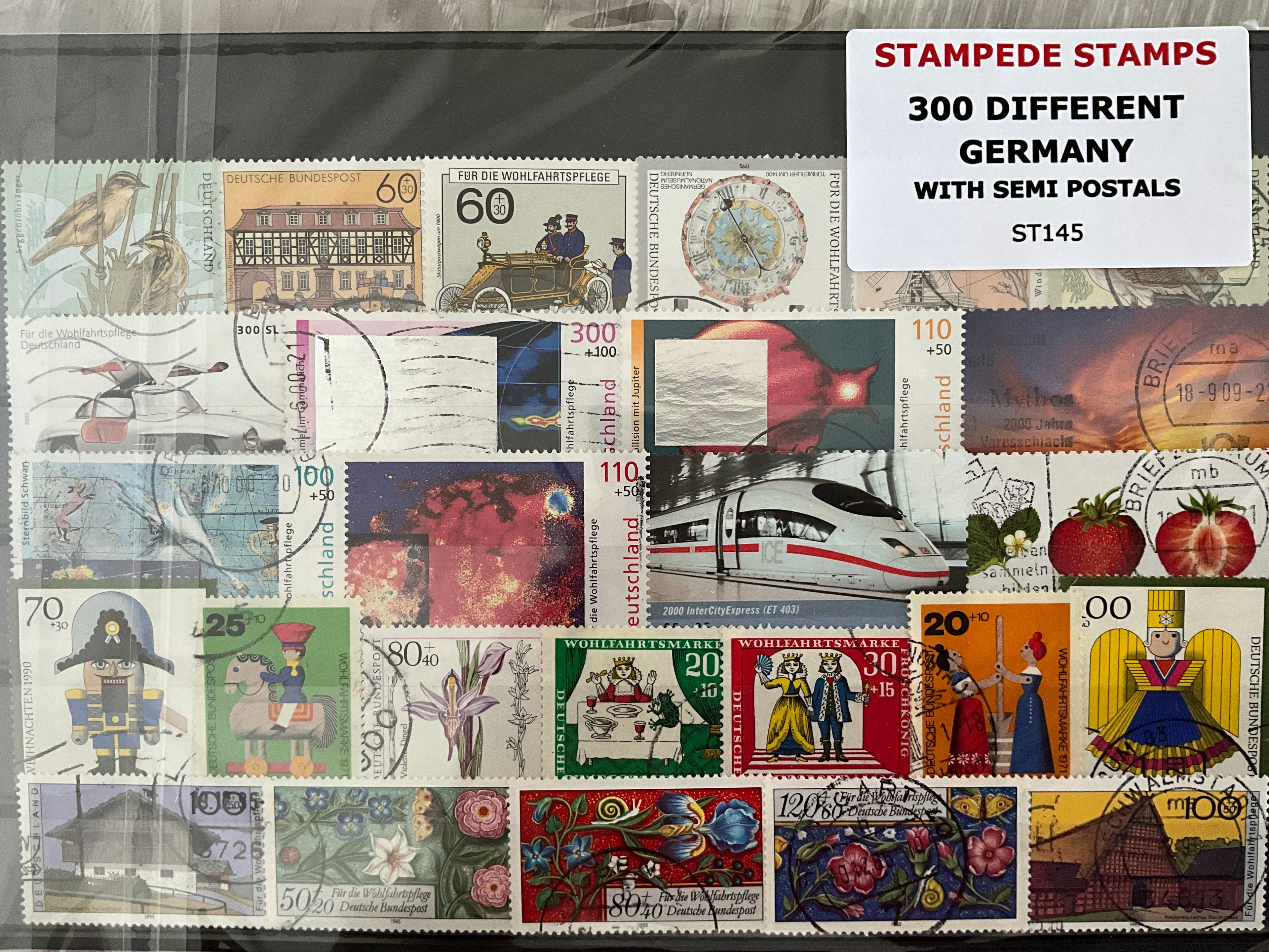 300 Different Germany Off Paper Stamp Collection With 25% Semi-Postals - Lot ST145