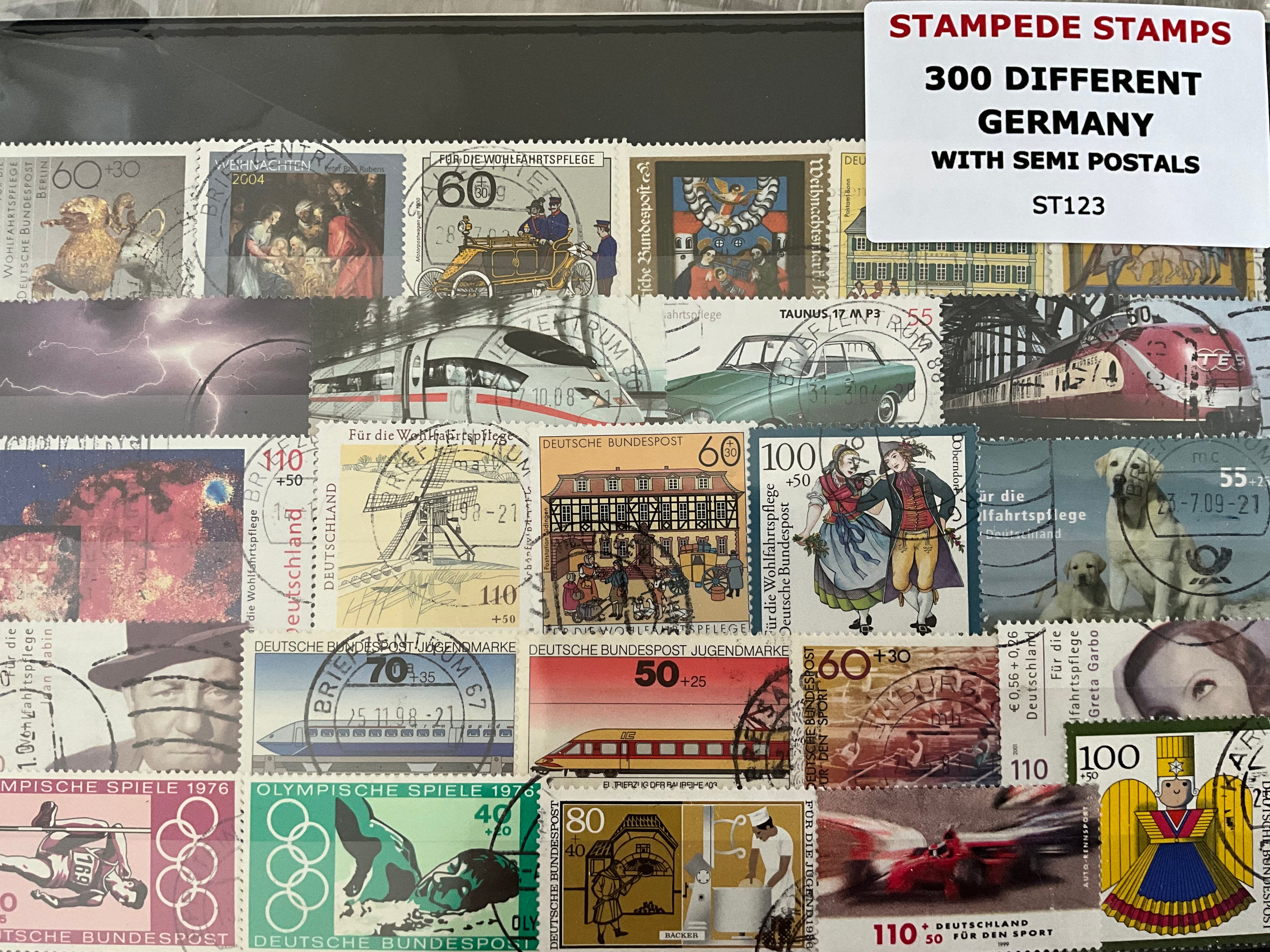 300 Different Germany Stamp Collection - Includes Semi-Postals / Charity Issues - Off Paper - Lot ST123