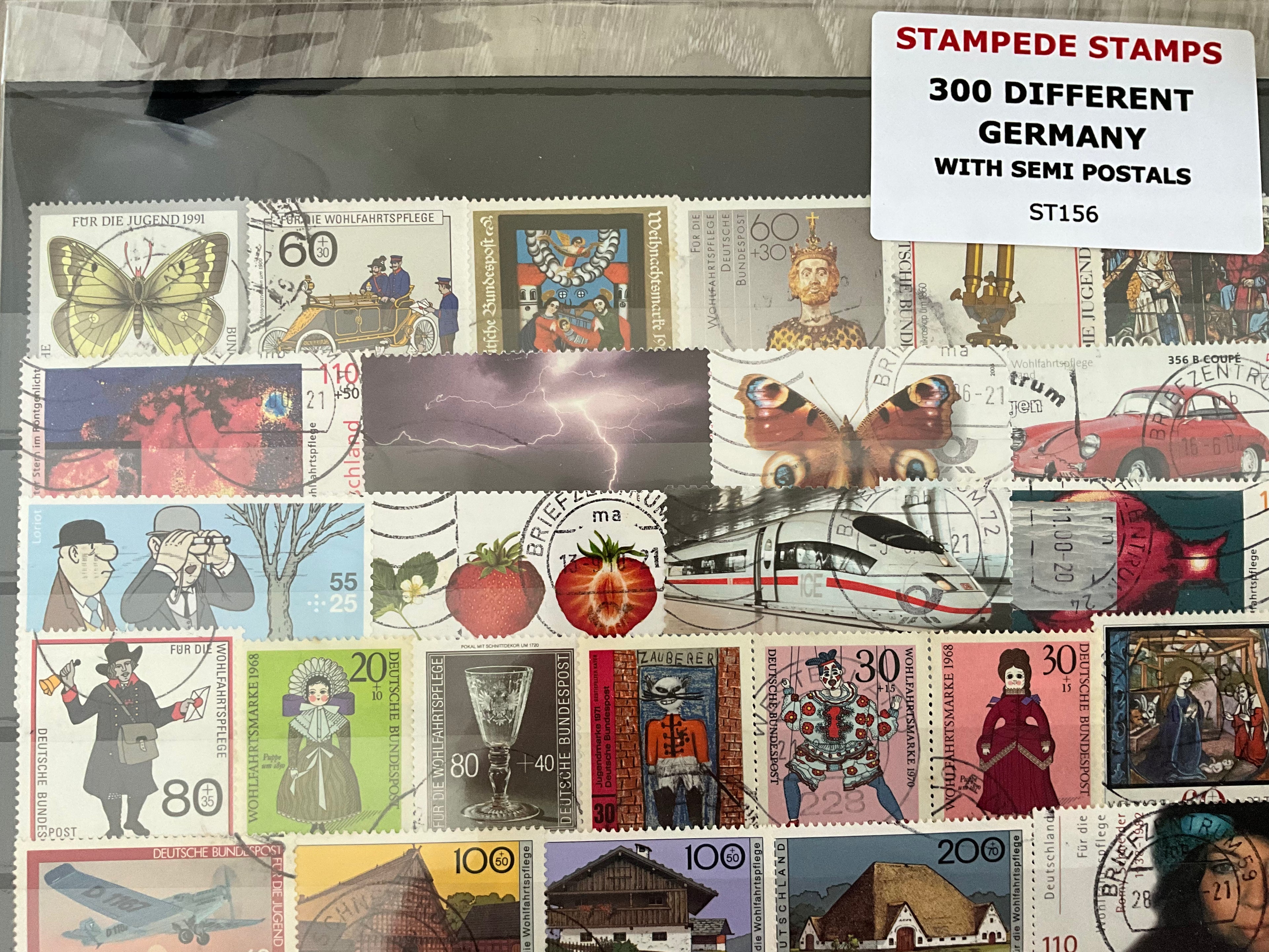 300 Different Germany Stamp Collection - Includes Semi-Postals / Charity Issues - Off Paper - Lot ST156