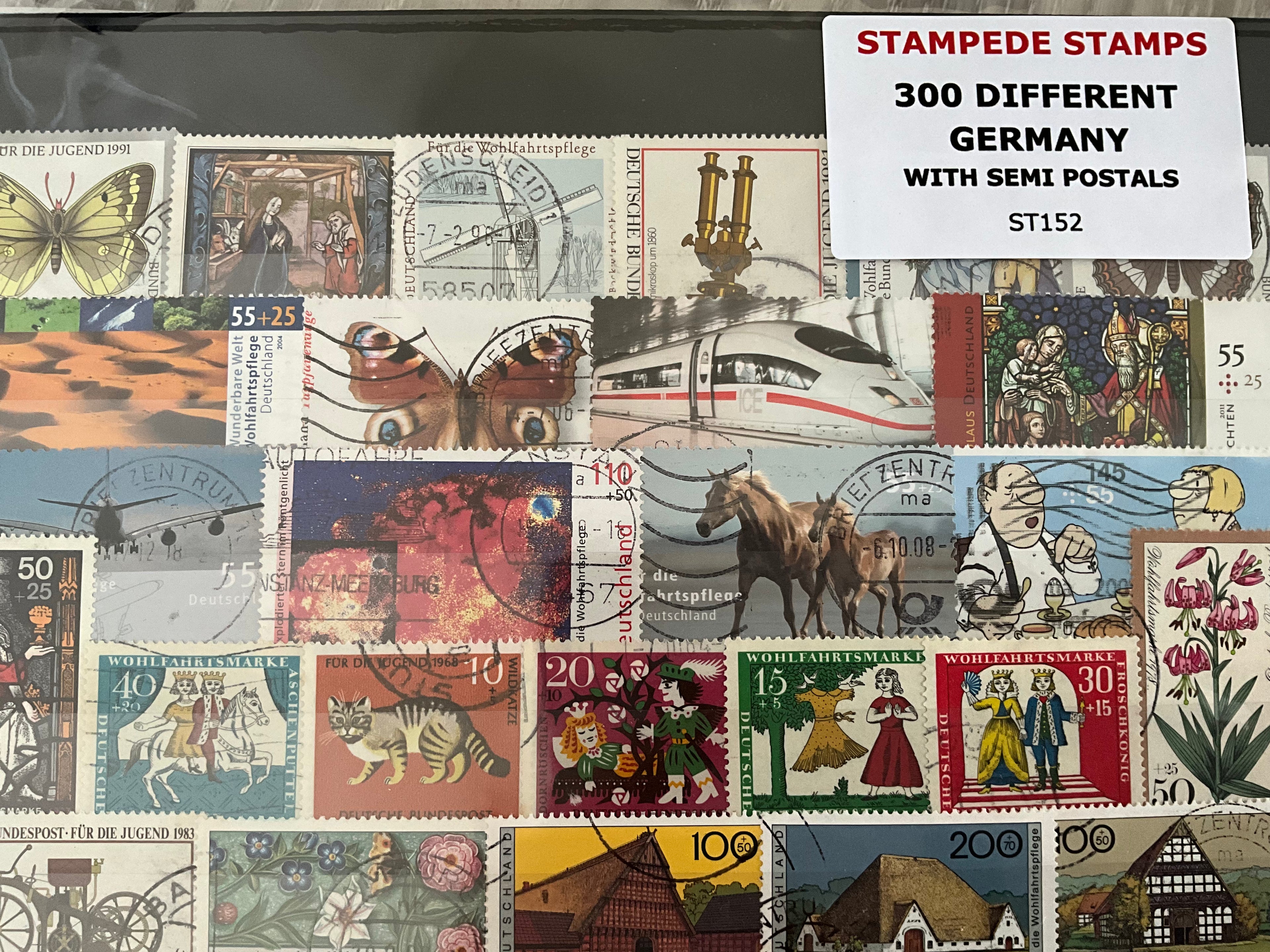 300 Different Germany Stamp Collection - Includes Semi-Postals / Charity Issues - Off Paper - Lot ST152