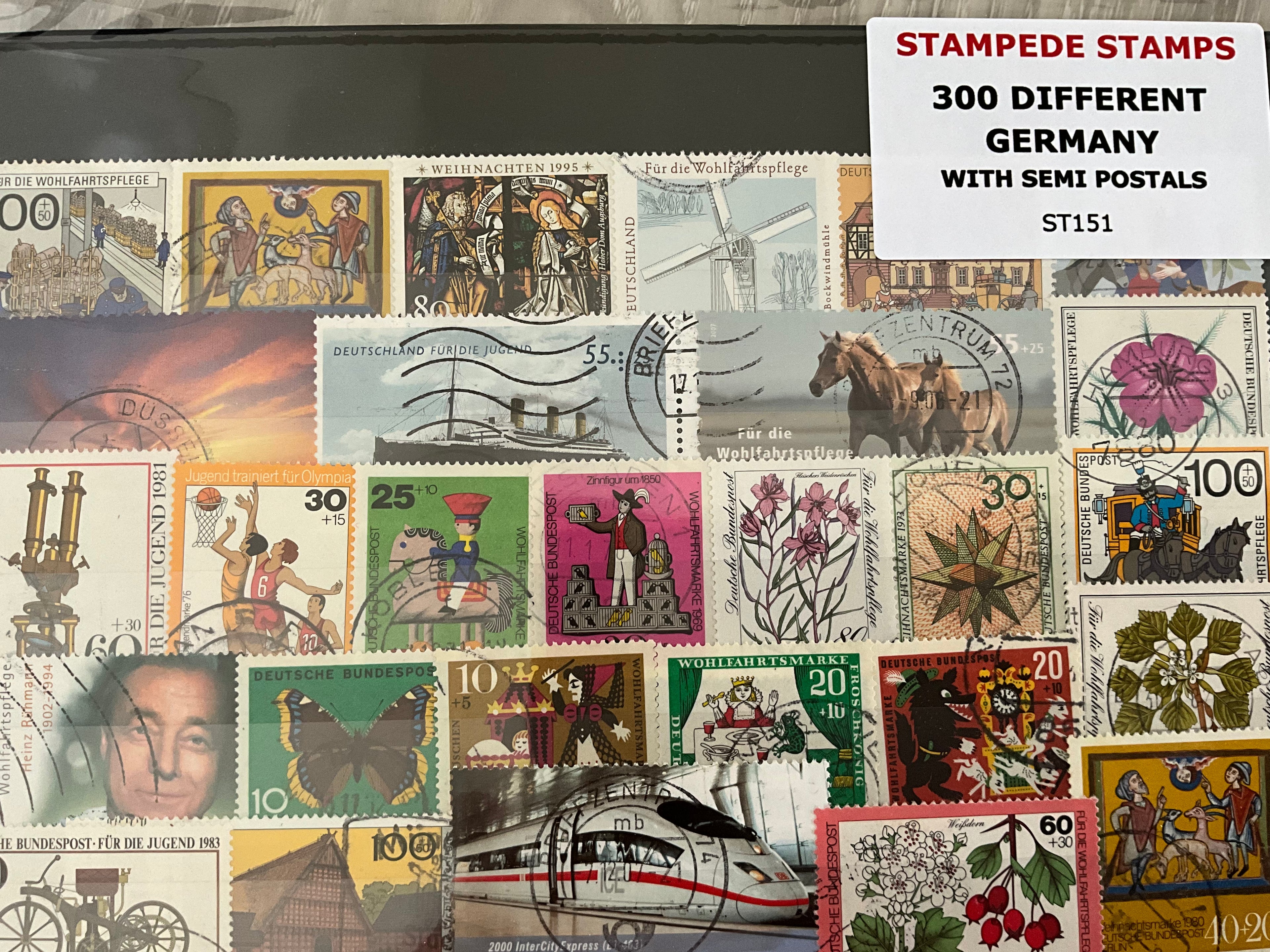 300 Different Germany Stamp Collection - Includes Semi-Postals / Charity Issues - Off Paper - Lot ST151