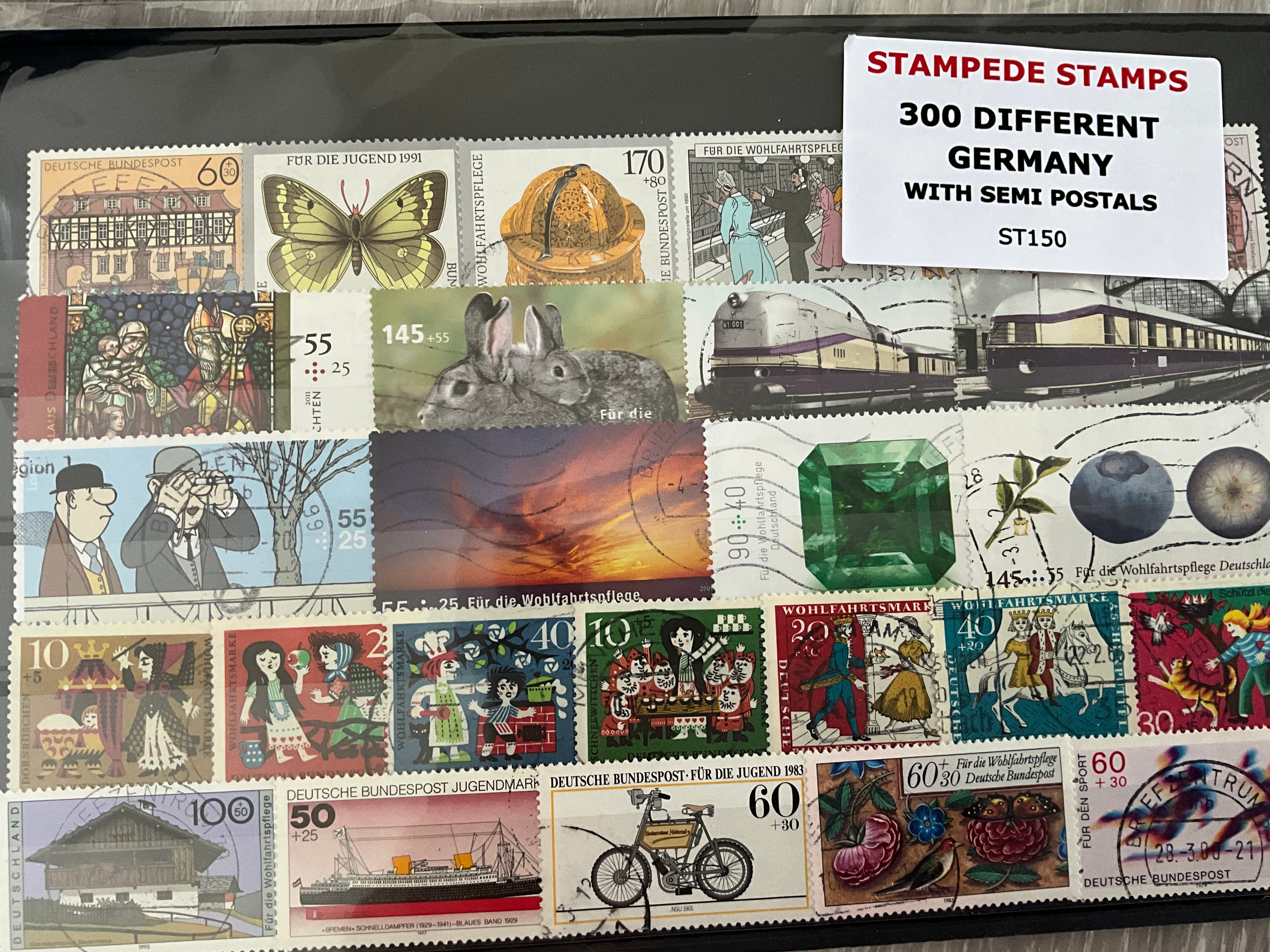 300 Different Germany Stamp Collection - Includes Semi-Postals / Charity Issues - Off Paper - Lot ST150