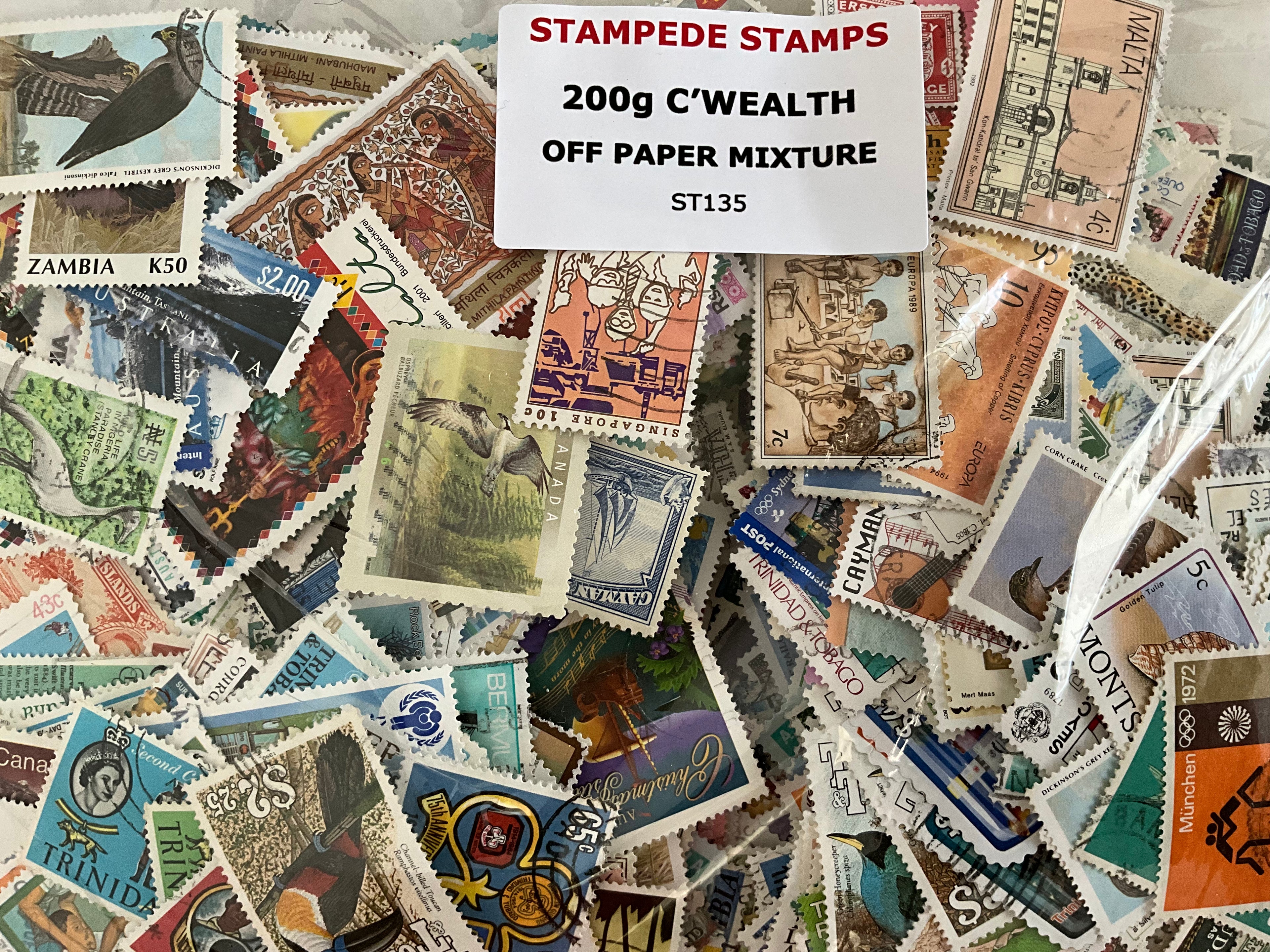 200g British Commonwealth Stamp Mixture - Off Paper - Unsorted Mixture*