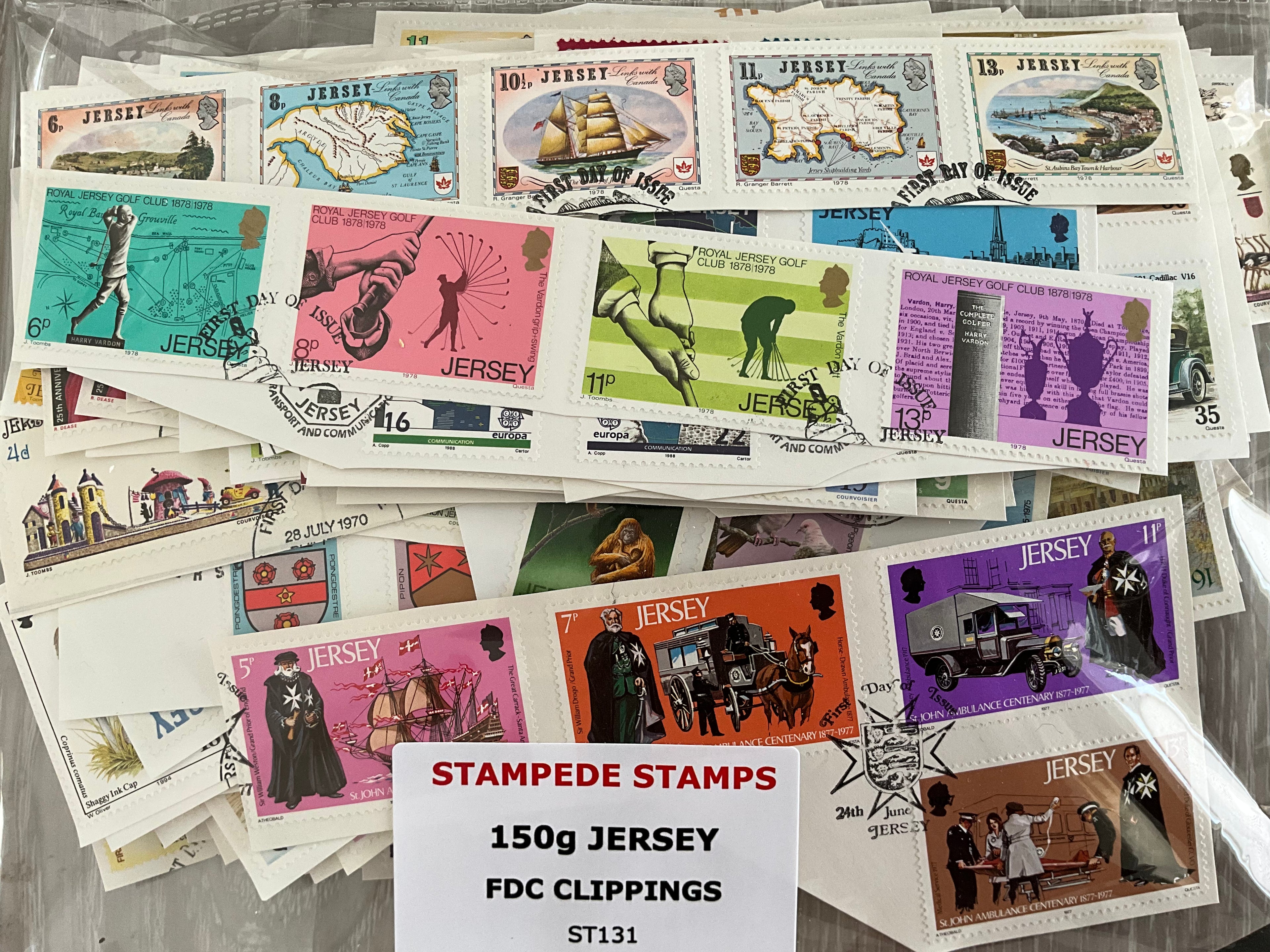 150g Jersey First Day Cover Clippings - Lot ST131