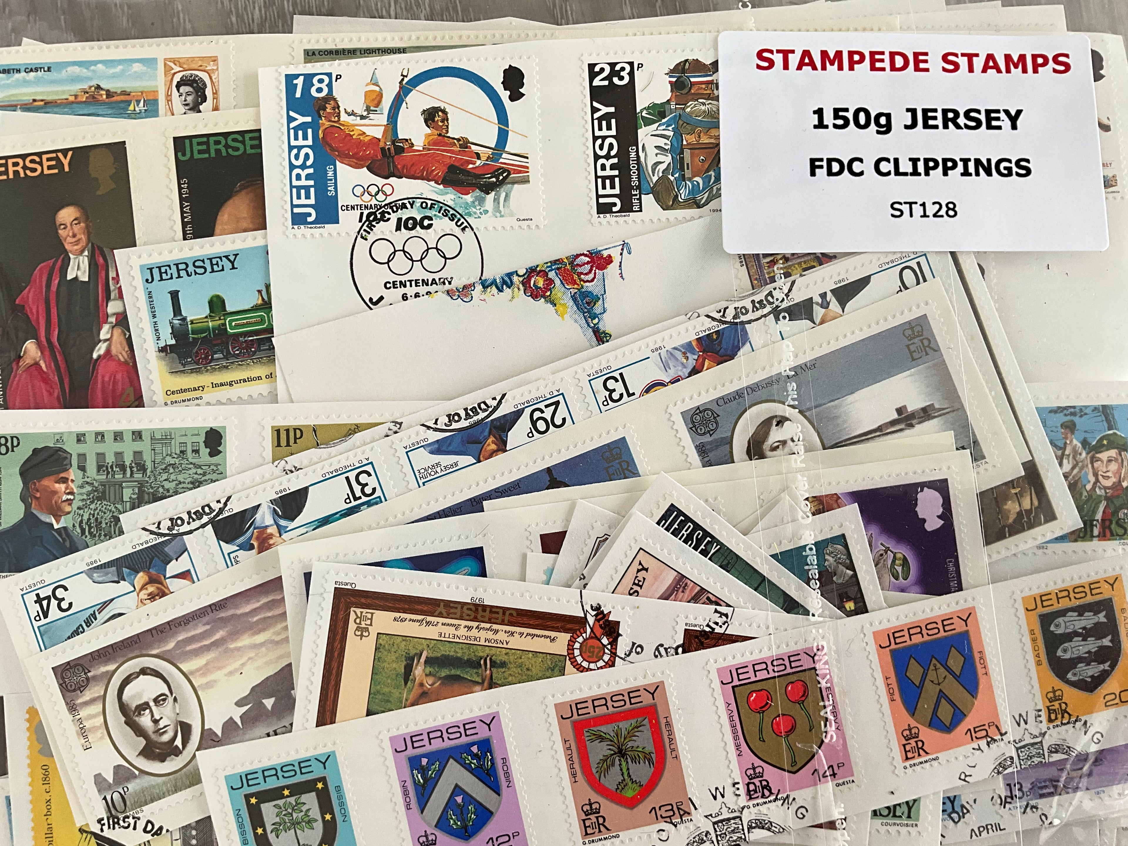 150g Jersey First Day Cover Clippings - Lot ST128