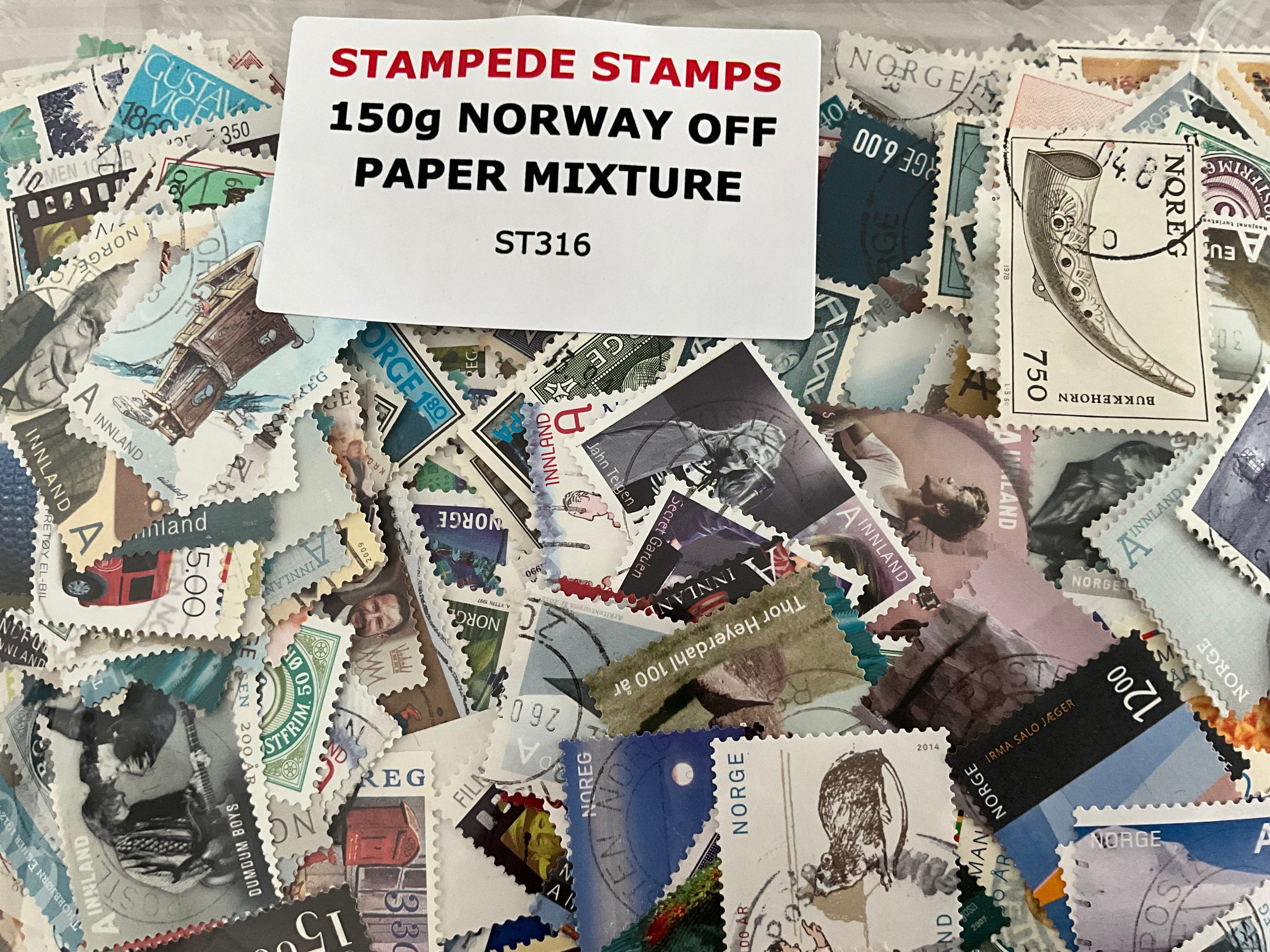 150g Norway (Norge) Stamp Mixture – Off Paper Mixture, High Topical Variety - Lot ST316*