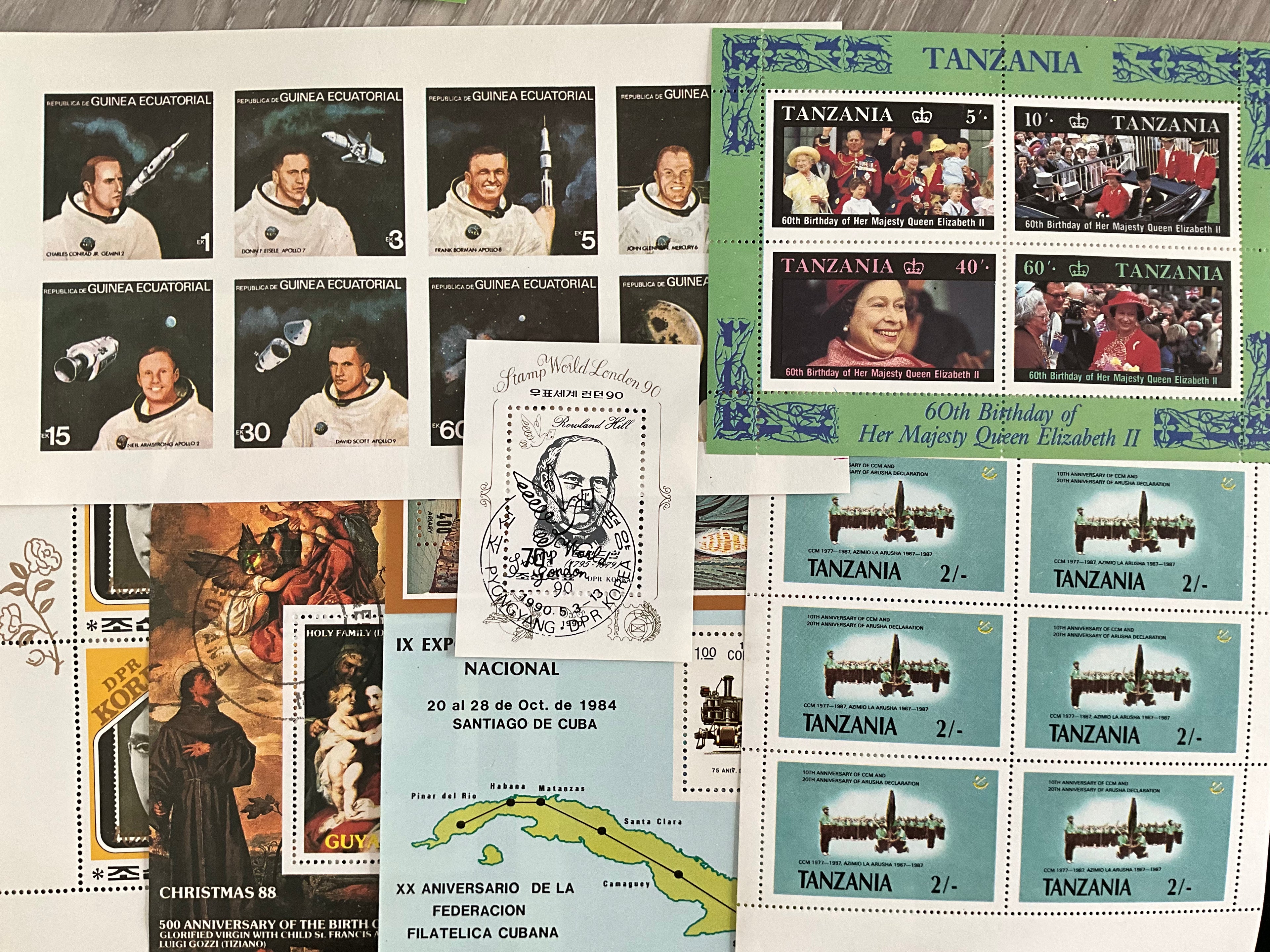 Lot of 10 World Miniature Sheets – NASA Space, British Royalty, Art & History (MNH)