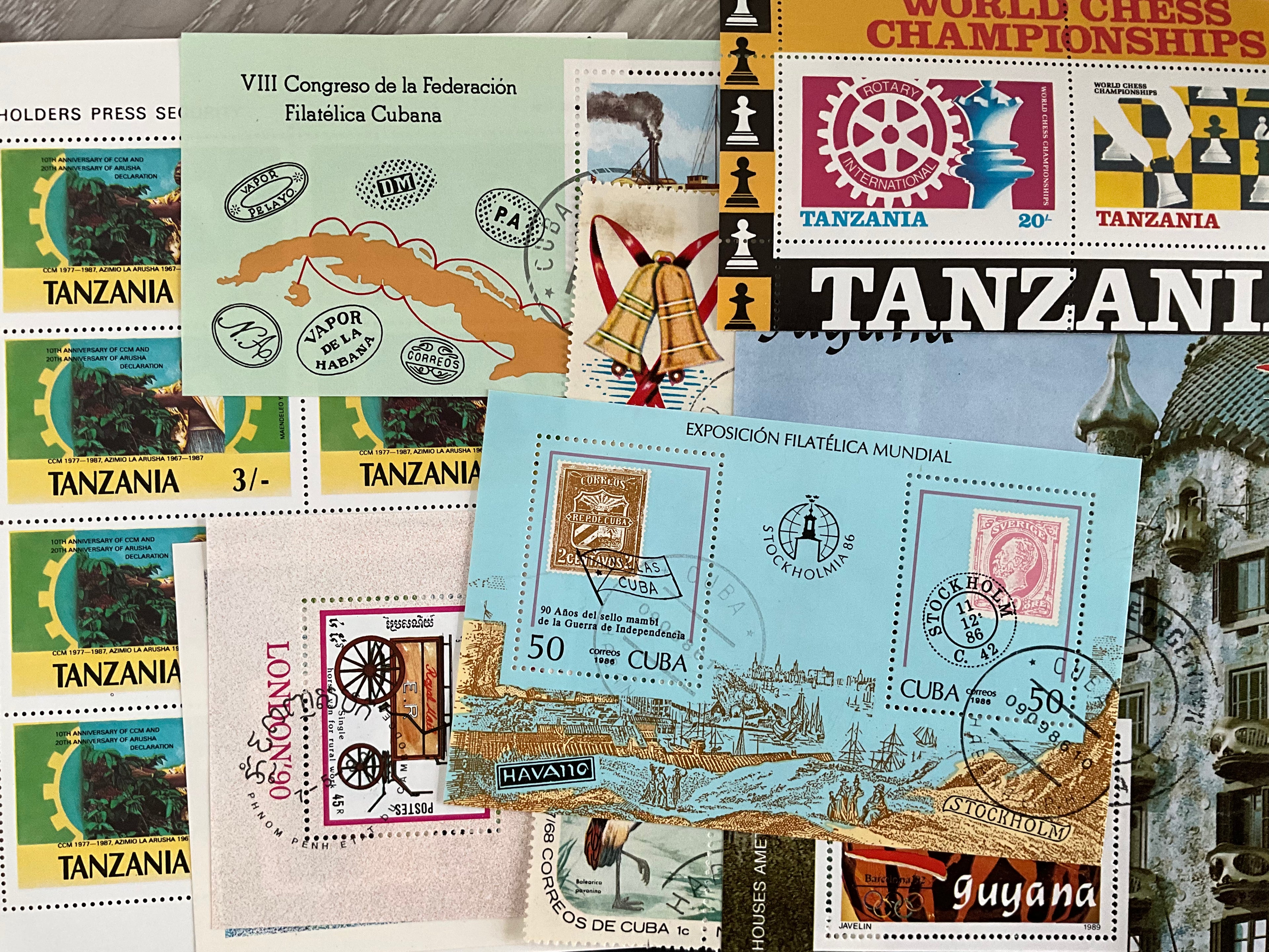 Lot of 10 World Miniature Sheets – Chess, Olympics, Maritime History & Philatelic Events (MNH)
